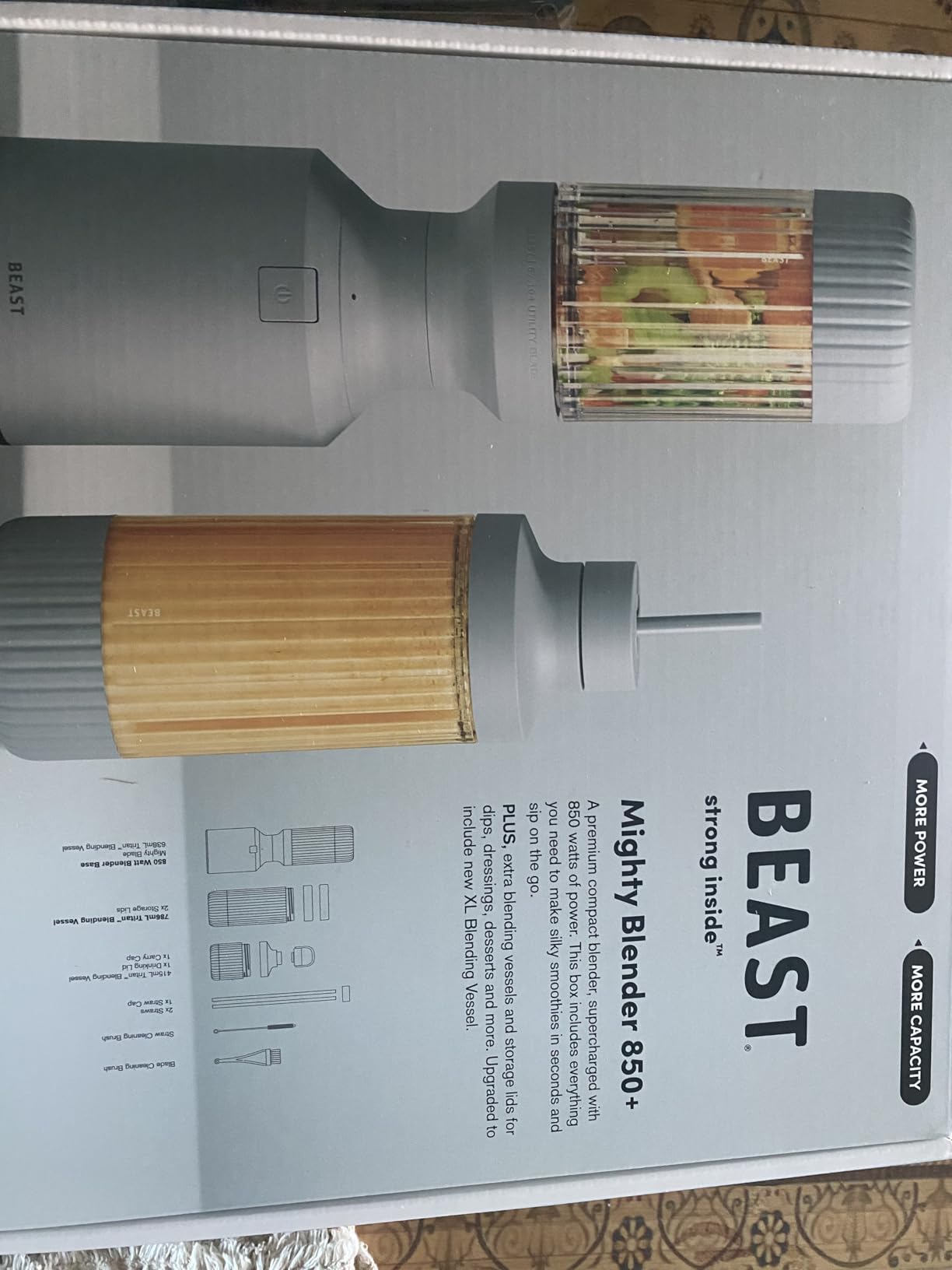 Beast Mighty 850 Plus | Premium Compact Personal Blender | Smoothies, Shakes, Dressings, Sauces | Blends Ice and Frozen Fruit | New XL Vessel | Extra Vessels, Lids and Straws | 850W (Mist) Customer Review Beast Mighty 850 Plus | Premium Compact Personal Blender | Smoothies, Shakes, Dressings, Sauces | Blends Ice and Frozen Fruit | New XL Vessel | Extra Vessels, Lids and Straws | 850W (Mist) - Customer Photo 2