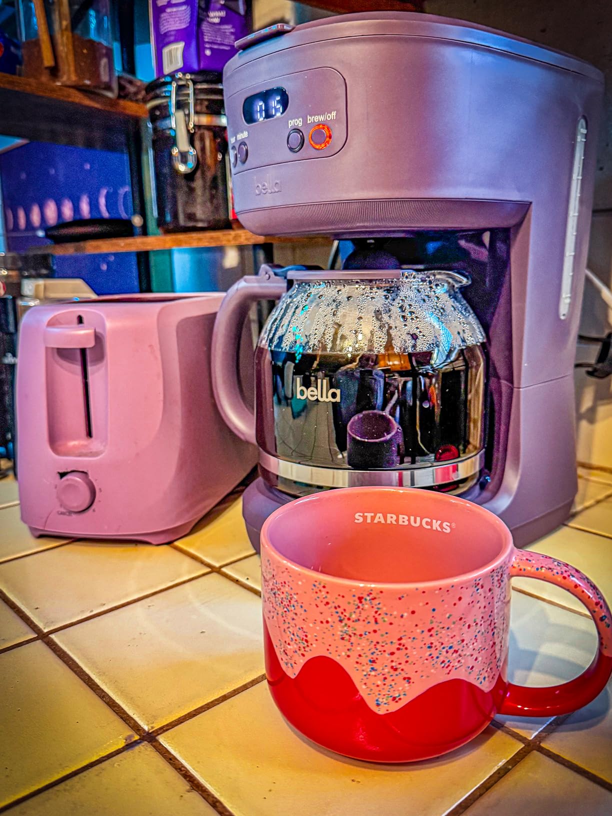 BELLA 12 Cup Programmable Coffee Marker, Reusable Dishwasher Safe Accessories, Easy LCD diaply, Auto Shutoff, 900 watt, Oatmilk - Customer Photo 1