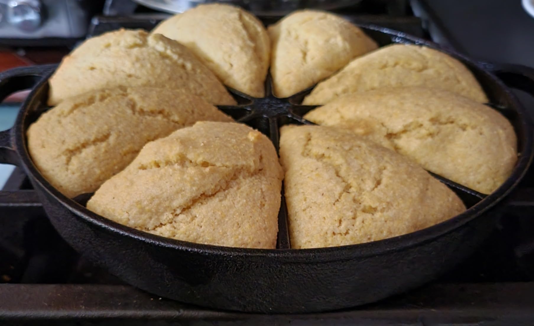 Modern Innovations Classic Cast Iron Wedge Pan, Non-Stick Cornbread Skillet with Easy Transport Handles customer photo 2