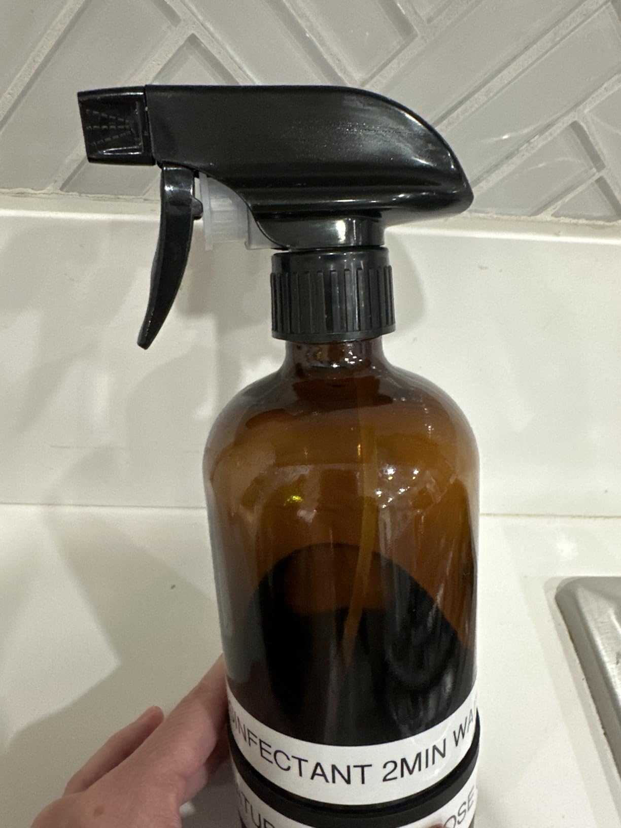 Glass Spray Bottle with Silicone Sleeve Protection, Amber Glass Spray Bottle Set for Window Cleaner Aromatherapy Facial Hydration Watering Flowers Hair Care 2 Pack/16 oz (Black & Brown) - Customer Photo 1