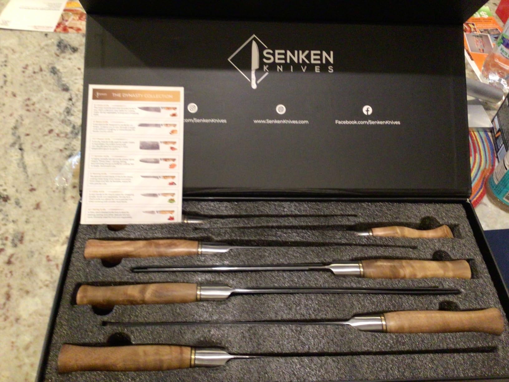 SENKEN Dynasty 16-Piece Damascus Knife Set with Block - VG10 Japanese Super Steel Chef Knife Set - Premium Kitchen Knife Set with Sharp Edge, Sycamore Wood Handle - Customer Photo 0
