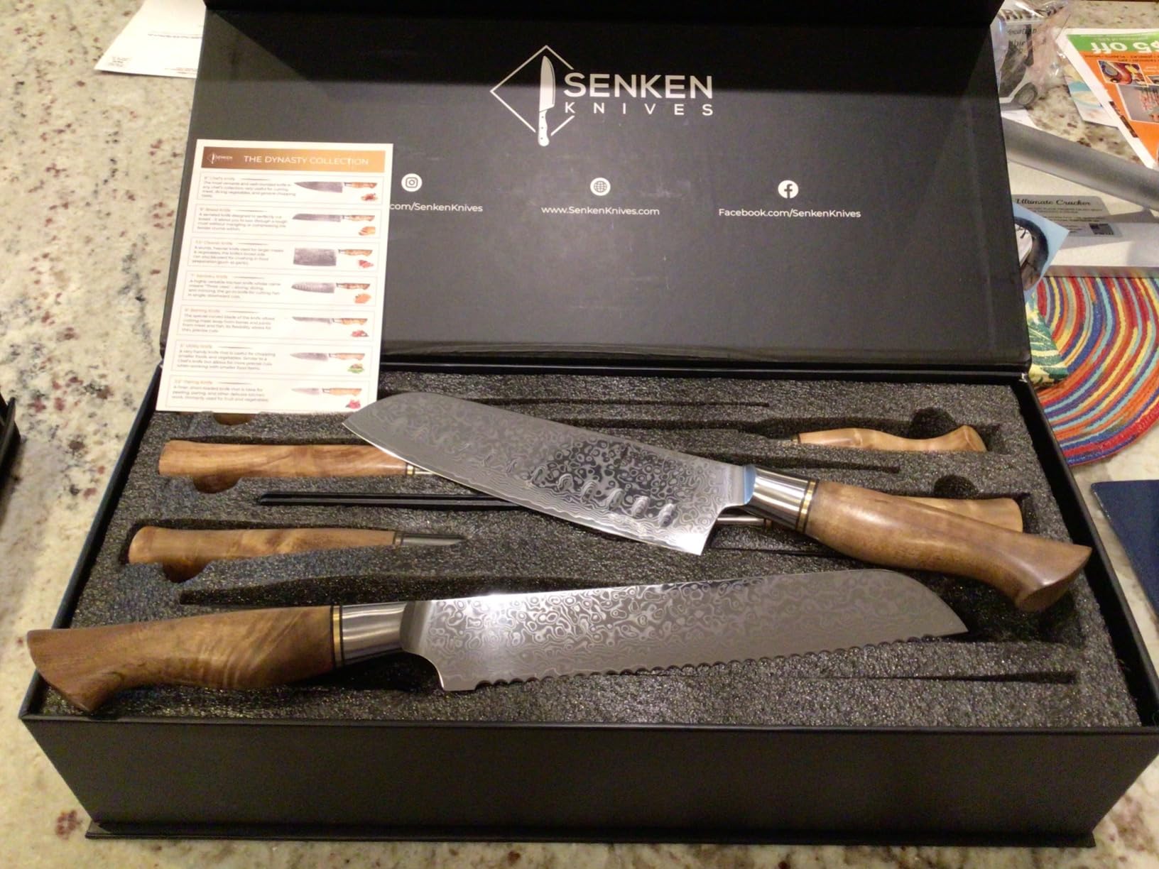 SENKEN Dynasty 16-Piece Damascus Knife Set with Block - VG10 Japanese Super Steel Chef Knife Set - Premium Kitchen Knife Set with Sharp Edge, Sycamore Wood Handle - Customer Photo 1