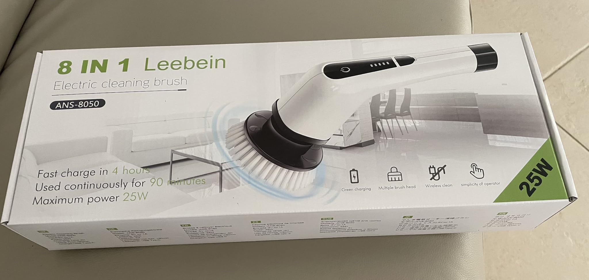 Leebein Electric Spin Scrubber, Cordless Cleaning Brush for Bathroom Shower Tub, IPX7 Waterproof Power Scrubber with 7 Brush Heads, Extendable Long Handle and 2 Speeds Scrubber for Bathtub Floor - Customer Photo 2