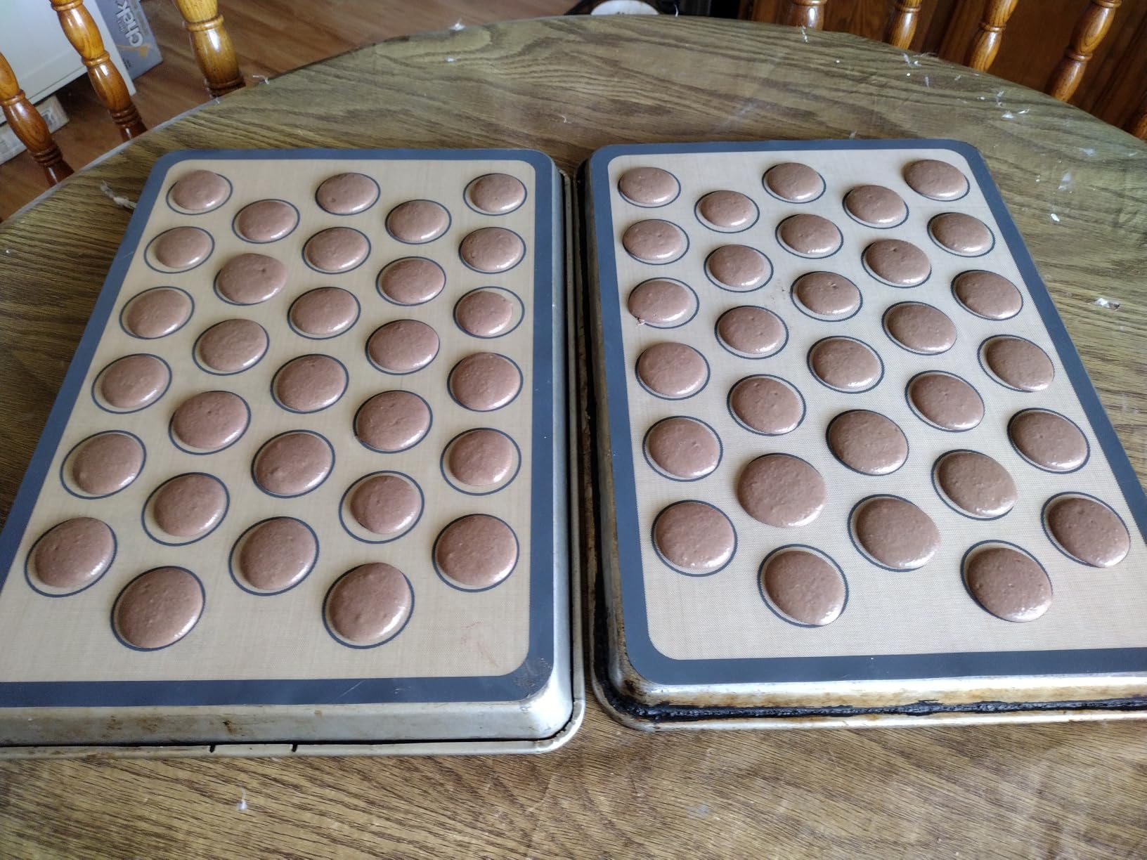 2-Pack Baking Mat with Circles - Silicone Macaron & Cookie Sheet Liners, Non-Stick BPA-Free Reusable Silicone Mats for Half Sheet Pans (16.54