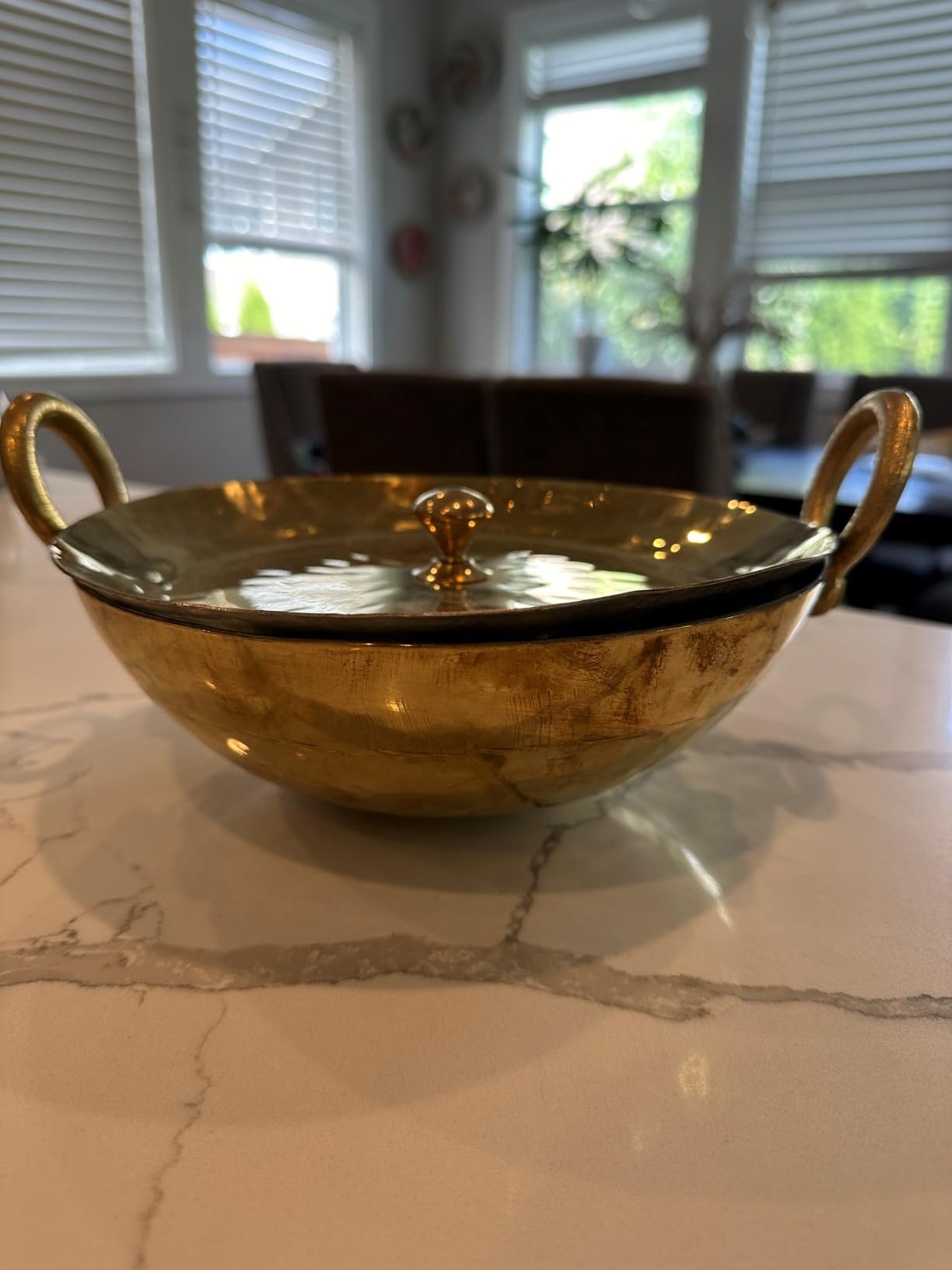 P-TAL Brass Kadhai 1.5L with Insulated Heat-Resistant Handle and Glass Lid | 100% Pure Brass Tin Coated Kadai for Cooking | Non-Stick and Chemical-Free customer photo 1