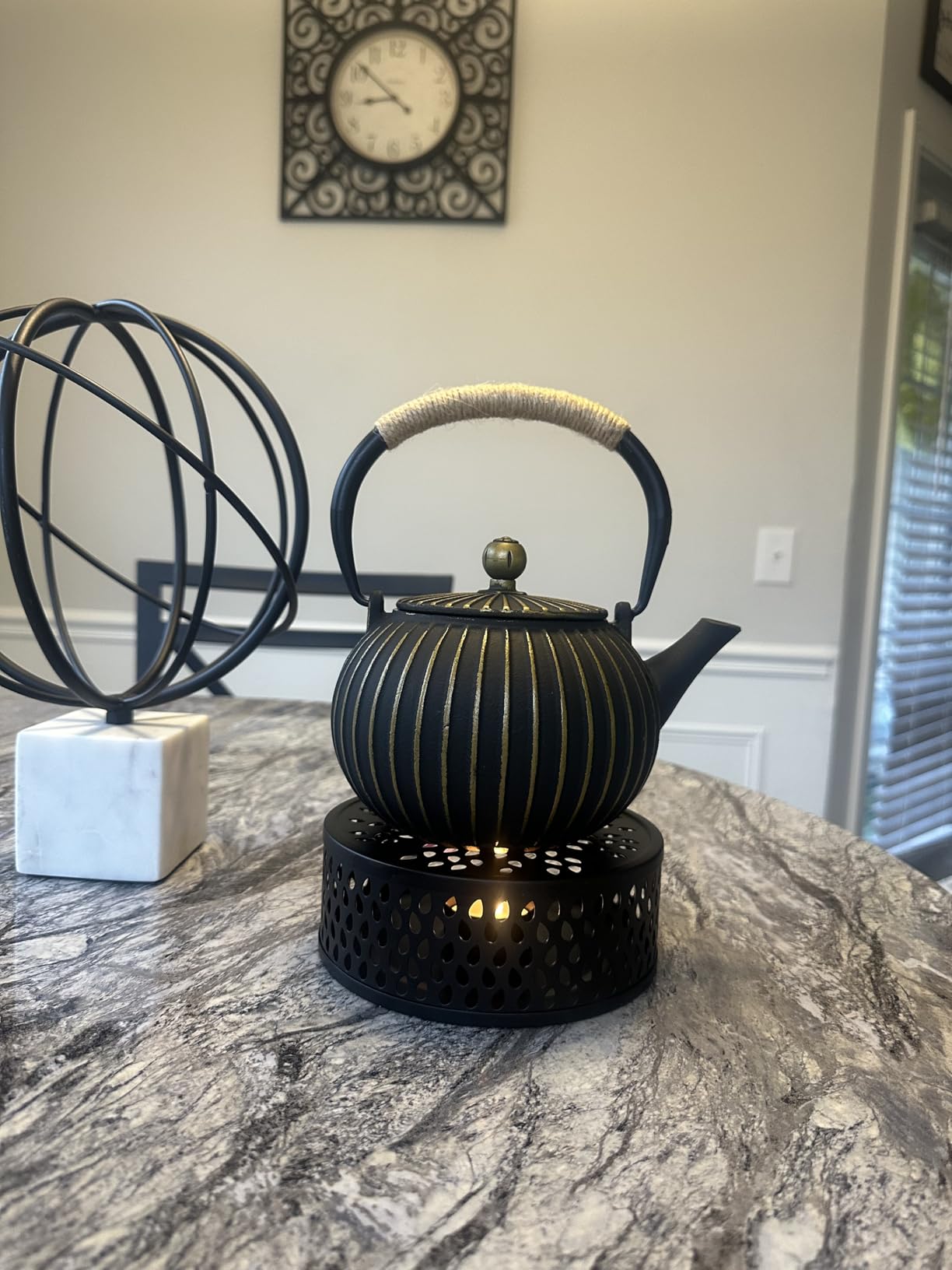 Cast Iron Teapot - Japanese Tetsubin 34oz (1000ml) Enamel Coated Interior with Removable Stainless Steel Infuser, Stovetop Safe Tea Kettle for Tea Ceremony, Black Gold - Customer Photo 0