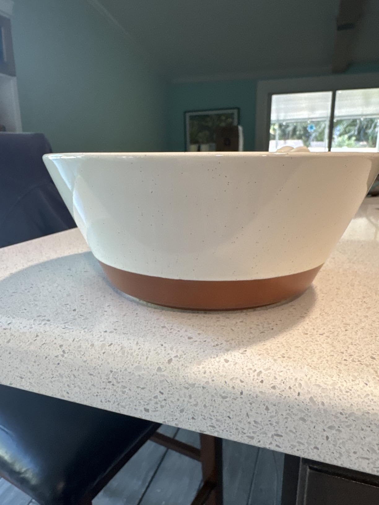 MALACASA Salad Bowls Set of 4, Soup Bowls for Kitchen, 60oz Large Ceramic Bowl for Ramen, Cereal, Fruit, Pho and Pasta, Microwave & Dishwasher Safe, Speckled Deep Bowls, White & Brown customer photo 2
