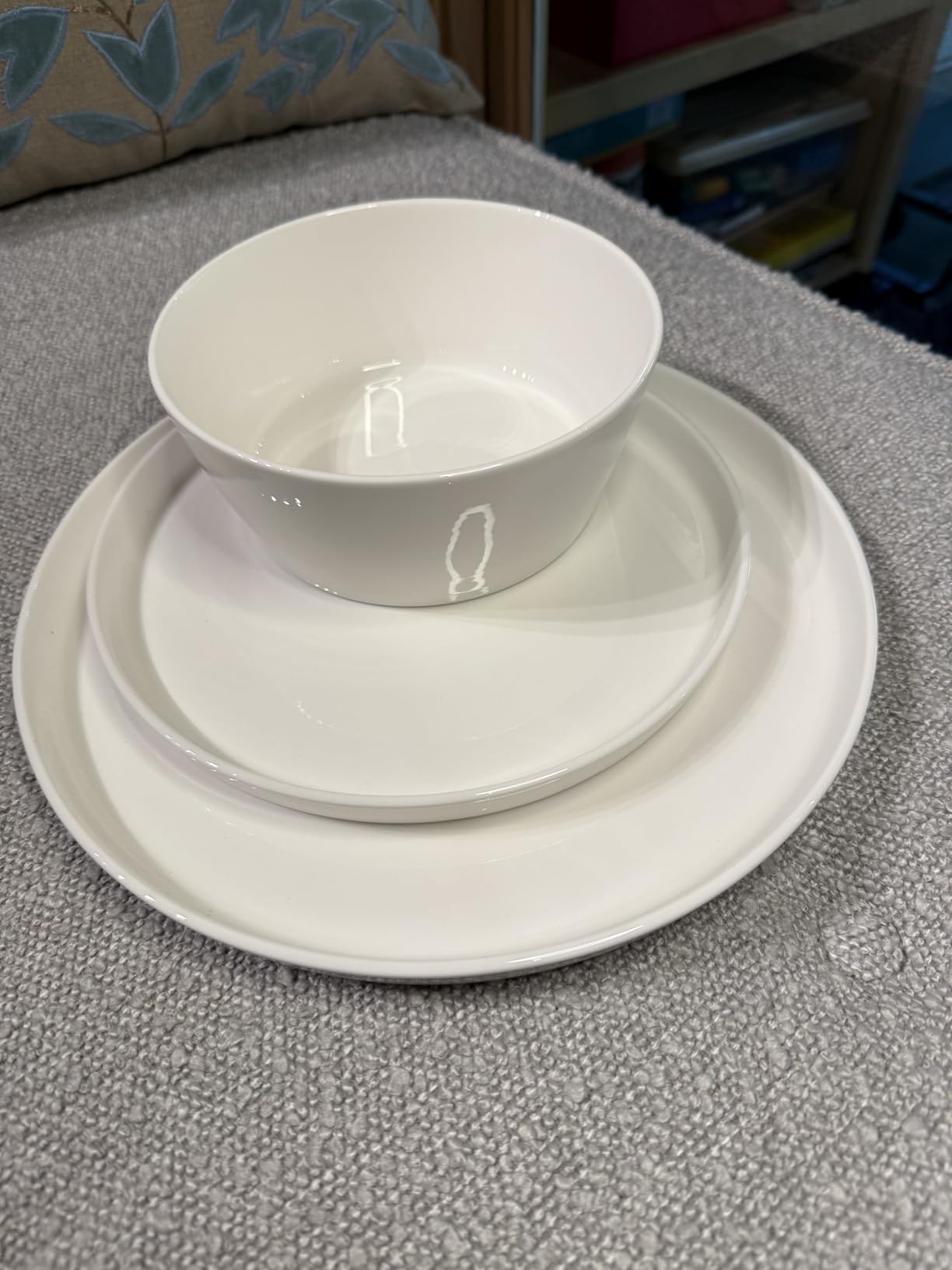 Mikasa Rylee High Rim 12 Piece Bone China Durable Chip Resistant Lightweight Dinnerware Set, Service for 4, White - Customer Photo 2