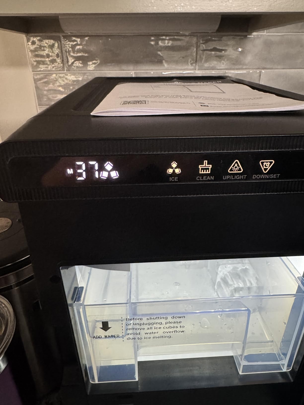 Kismile Clear Ice Cube Makers, 3 Crystal Ice Cube in 20Mins, 155pcs/Day, Auto-Cleaning, Ice Makers Countertop with 5 Ice Sizes, 24H Timer for Cocktails, Whiskey - Customer Photo 2