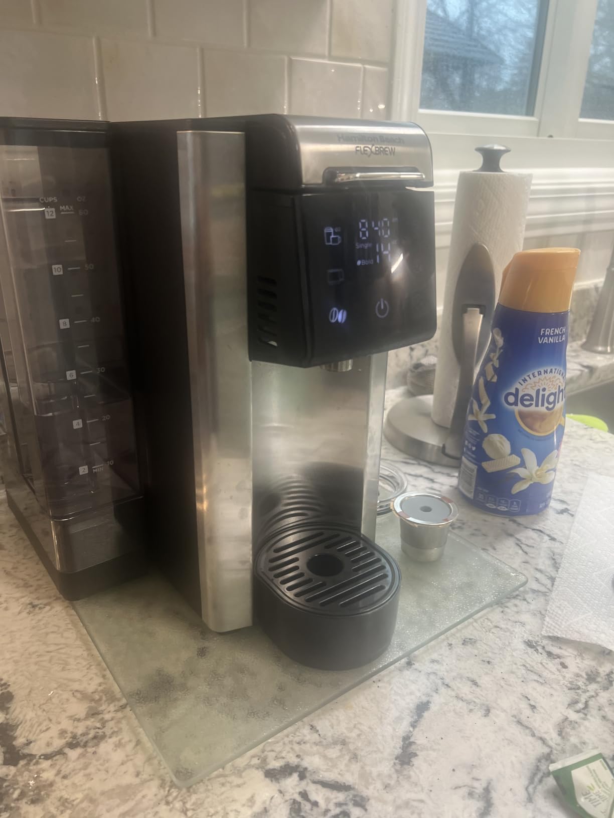 Hamilton Beach FlexBrew Advanced 5-in-1 Thermal Programmable 12 Cup Drip and Single Serve Hot & Iced Coffee Maker, Movable 60oz. Water Reservoir, Use Pod Packs and Grounds, Fast Brewing, Black (49929) - Customer Photo 0