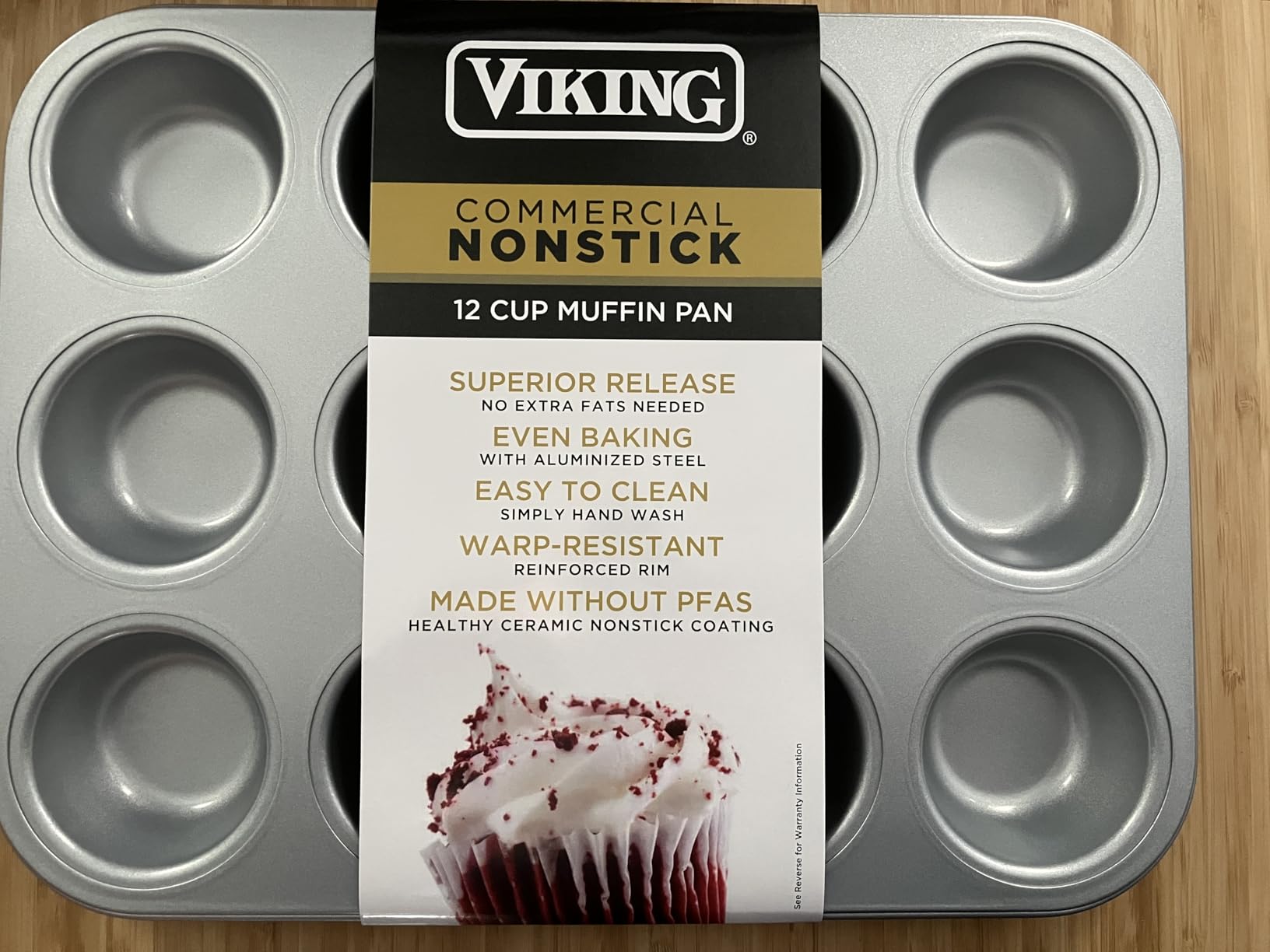 Viking Premium Nonstick Ceramic Muffin Pan, Made without PFAS, 12 Cup Heavy Gauge Aluminized Steel Cupcake Baking Pan with Reinforced Iron Frame, Even Heating Muffin Tin, Oven Safe for 475F, Silver customer photo 2