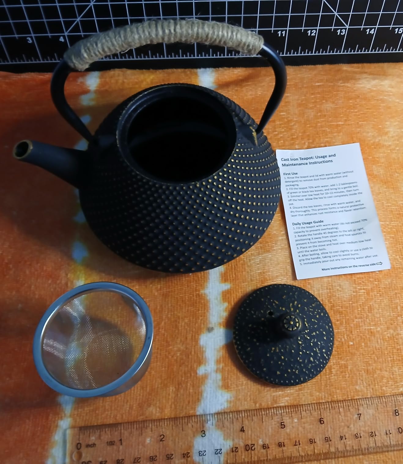 Cast Iron Teapot, 32 oz (950 ml) Japanese Tetsubin Tea Pot with Infuser for Stovetop Safe, Tea Kettle with Enameled Interior for Loose Leaf Tea and Tea Bags - Customer Photo 3