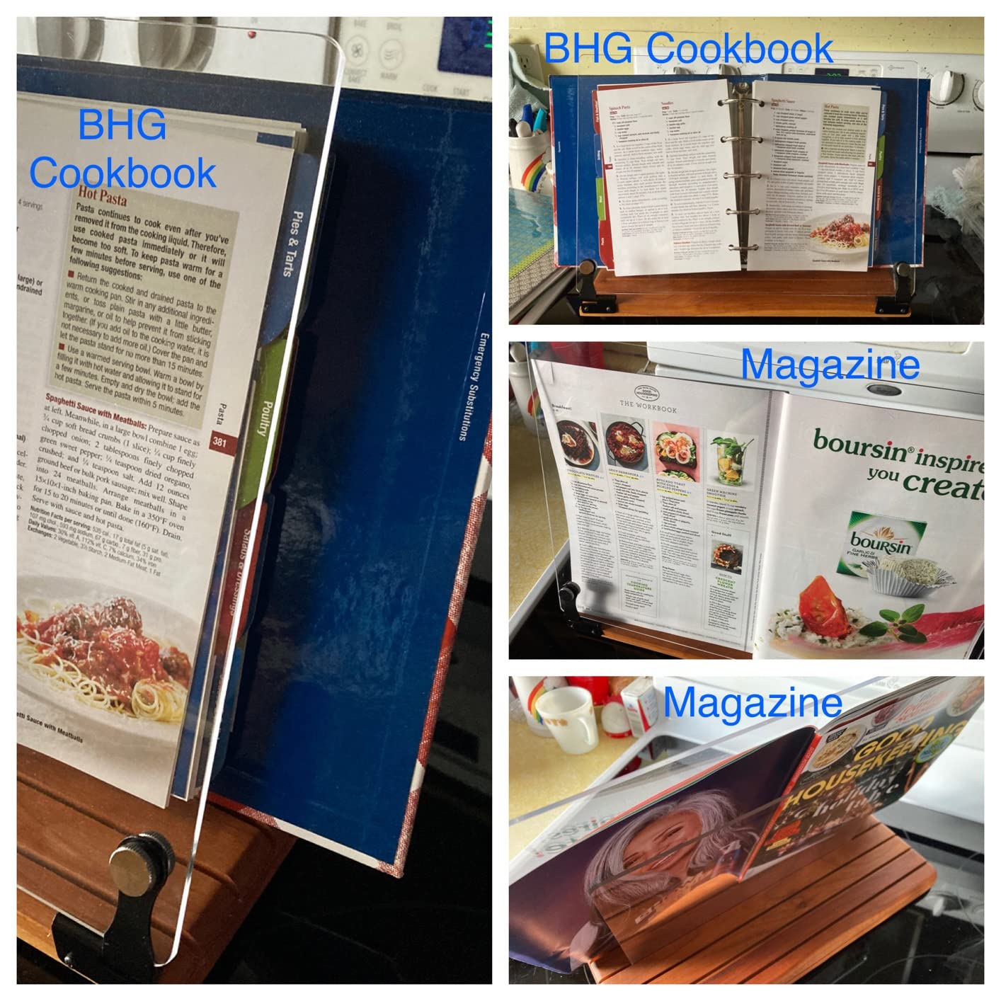 Deluxe Large Cookbook Holder - Acrylic Shield With Cherry Wood Base - Made in the USA customer photo 2