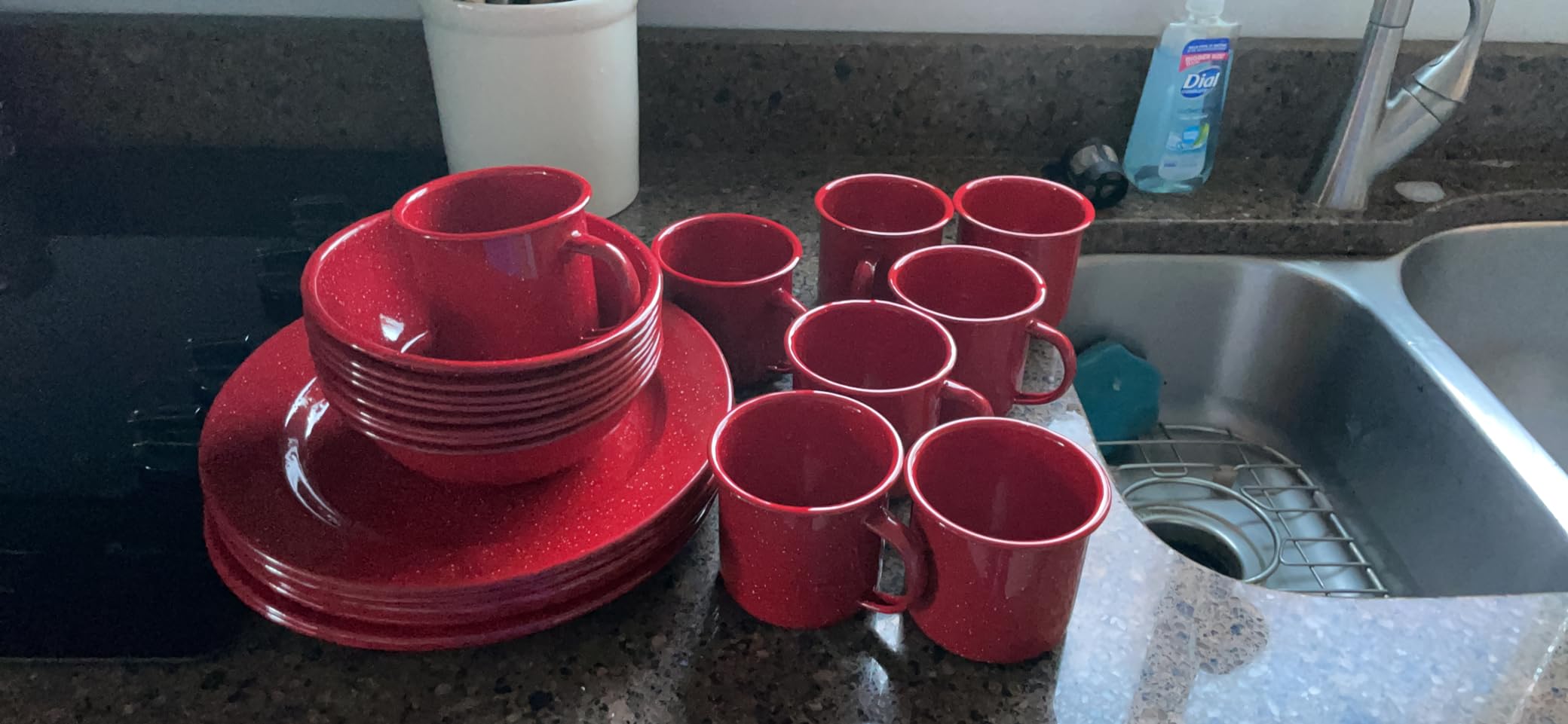 Coleman 24-Piece Enamel Dinnerware Set for Outdoor Dining, Dishwasher Safe, Full Dinnerware & Flatware Set for 4 People customer photo 2