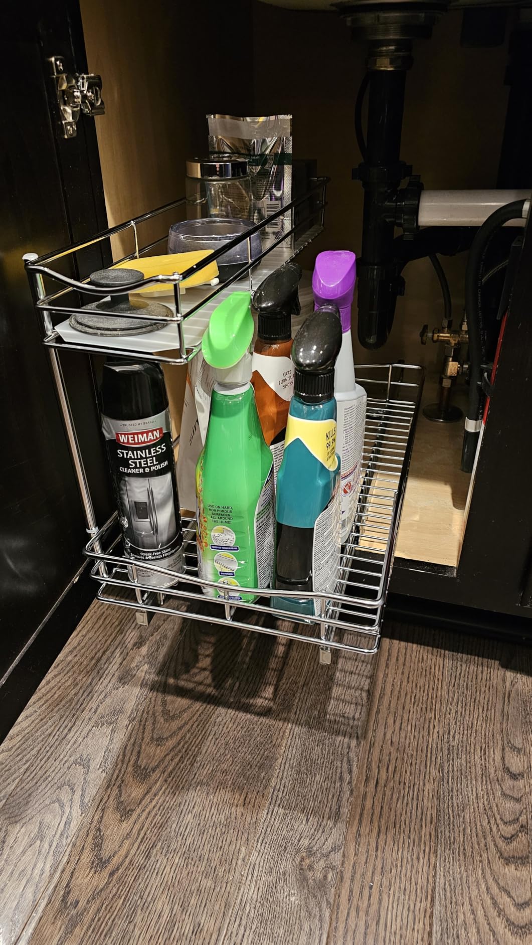LYNK PROFESSIONAL Pull Out Under Sink Kitchen Cabinet Organizer - 11.5 in. x 18 inch deep Drawer - Sliding Shelf Organizer for Cabinets and Undersink Storage Shelves - Lifetime Ltd. Warranty - Chrome customer photo 1