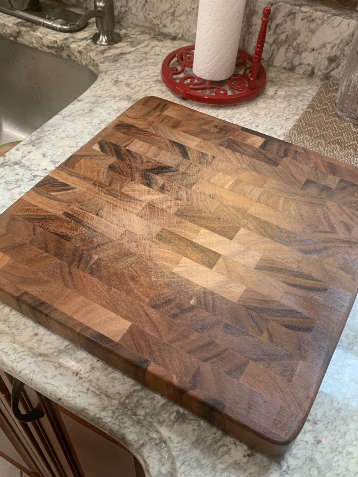 Ironwood Gourmet Large End Grain Prep Station Acacia Wood Cutting Board, 14 x 20-Inch, Brown customer photo 2