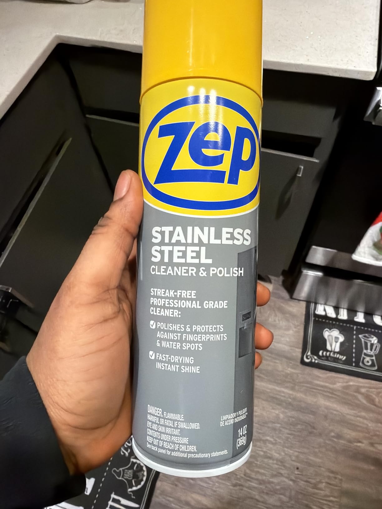 Zep Stainless Steel Cleaner and Polish 14 ounces - ZUSSTL14 - Protects Metal Surfaces from Fingerprints, Soil and Waterspots customer photo 2