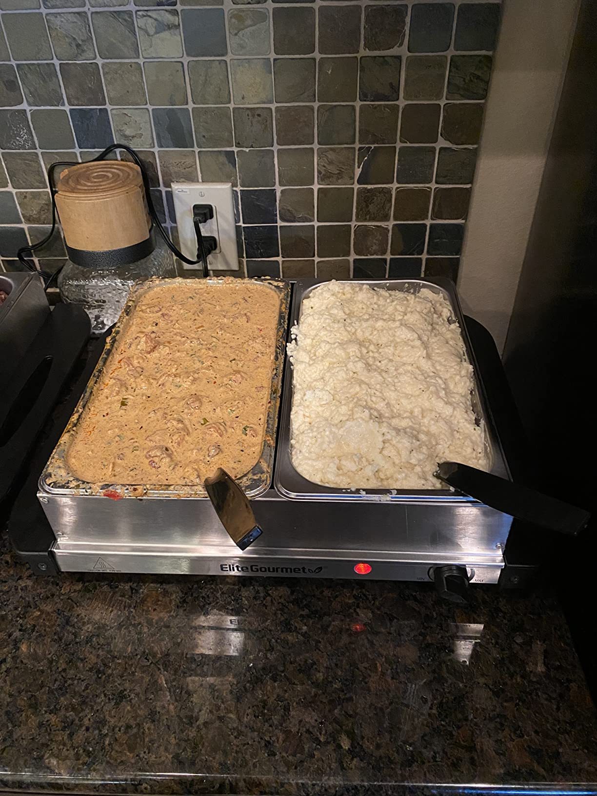 Elite Gourmet EWM-6122 Dual 2 x 2.5 Qt. Trays, Buffet Server, Food Warmer Temperature Control, Clear Slotted Lids, Perfect for Parties, Entertaining & Holidays, 5 Qt Total, Stainless Steel customer photo 2