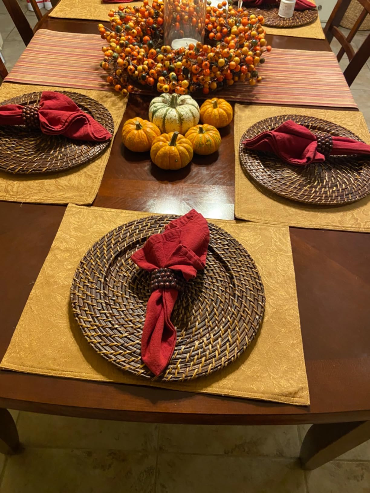 ChargeIt by Jay Rattan Plate Chargers - Round Rattan Placemat, Woven Natural Chargers for Dinner Plates - Stylish Premium Charger Set for Weddings, Banquets, Upscale Events - Brown, 4 Set customer photo 1