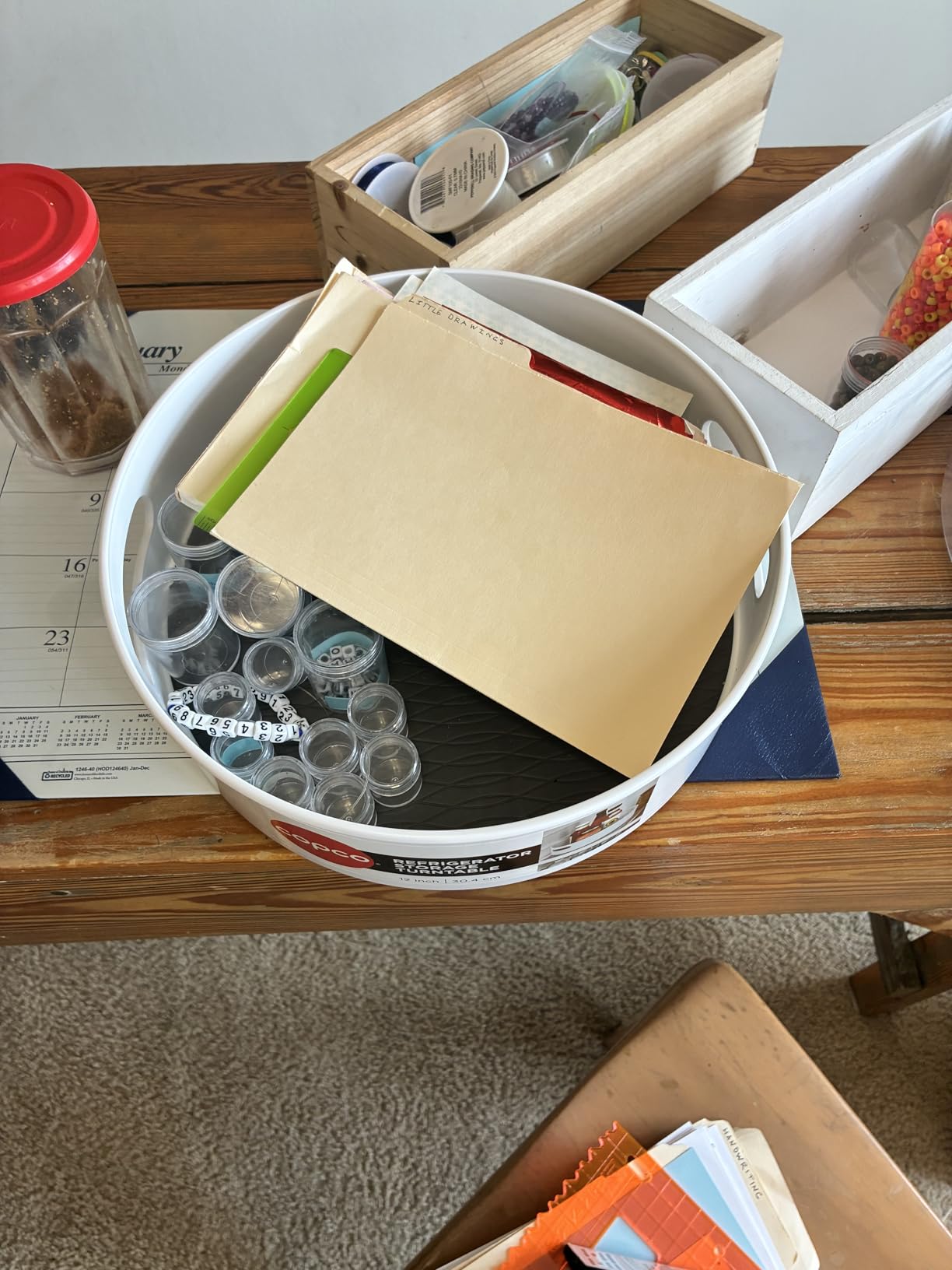 Copco 18-Inch Lazy Susan Turntable Organizer, Non-Skid Pantry or Cabinet Spinner for Spices, Condiments, and Bottles, Durable White/ Gray Design customer photo 1