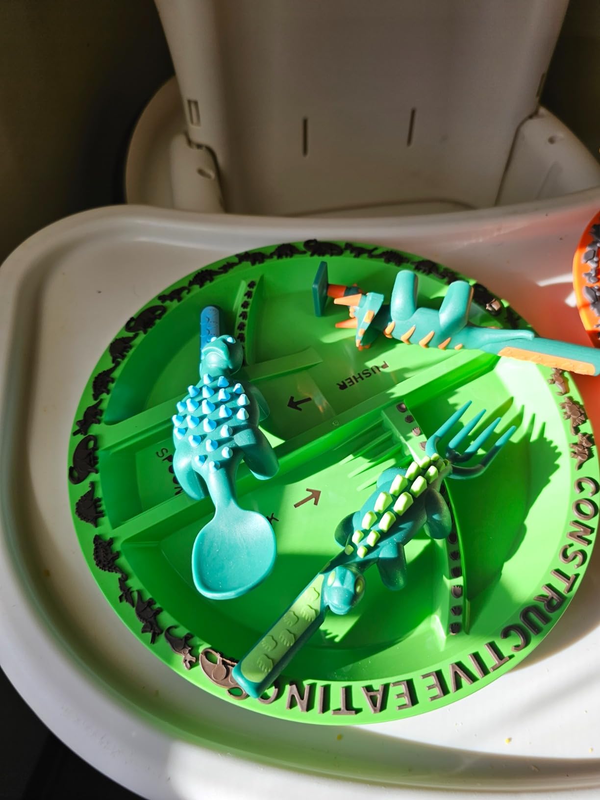 Constructive Eating Plate and Utensils Set - USA-Made Toddler Dinnerware with Divided Plates (Construction) customer photo 2