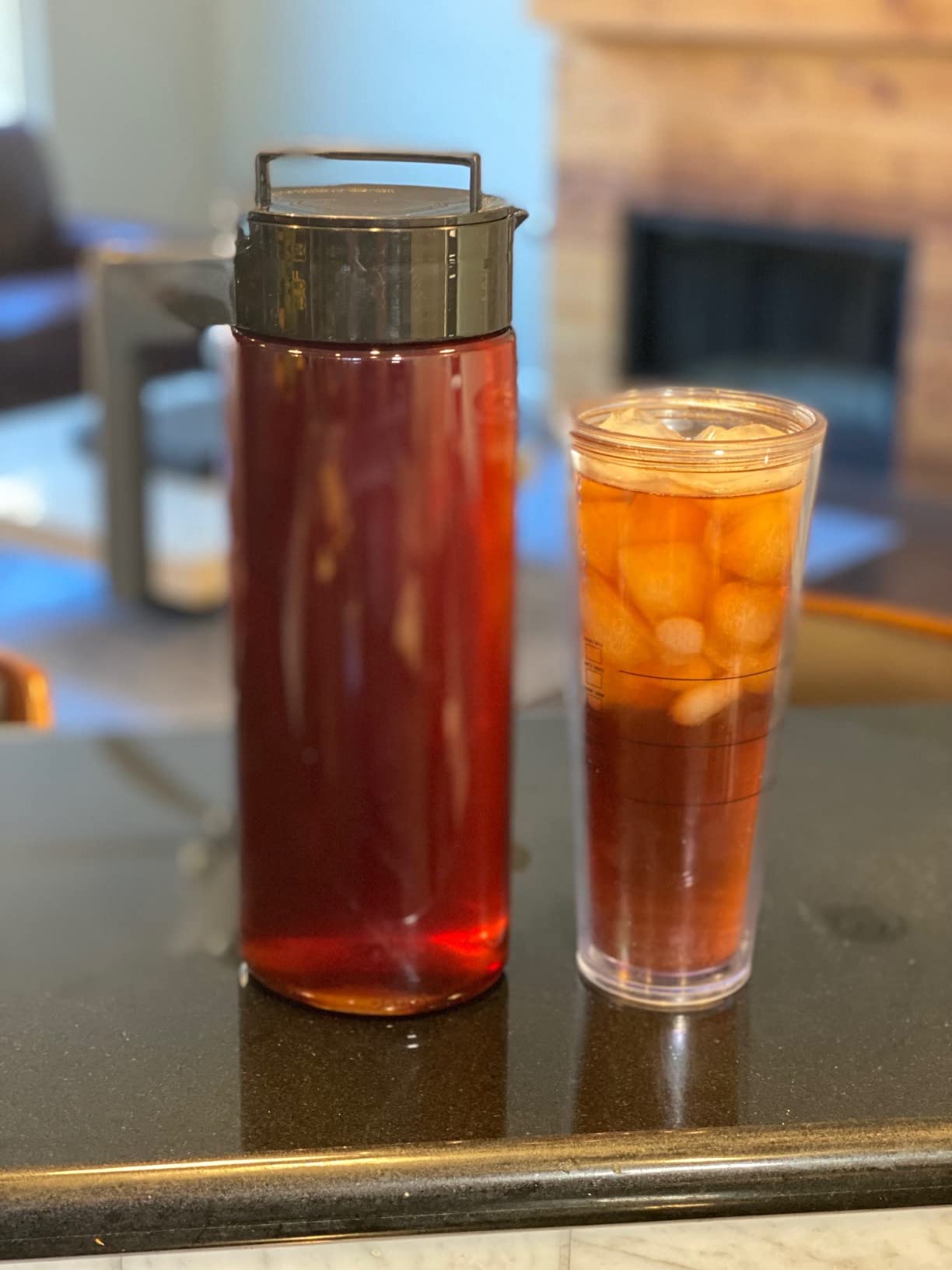 Takeya Flash Chill Iced Tea Maker - Versatile Tea Brewer for Loose/Bagged Tea - Patented Flash Chill Tech Hot/Cold Use BPA-Free Tritan Dishwasher Safe - Airtight Lid Made in USA - 2 Quart/Black customer photo 1