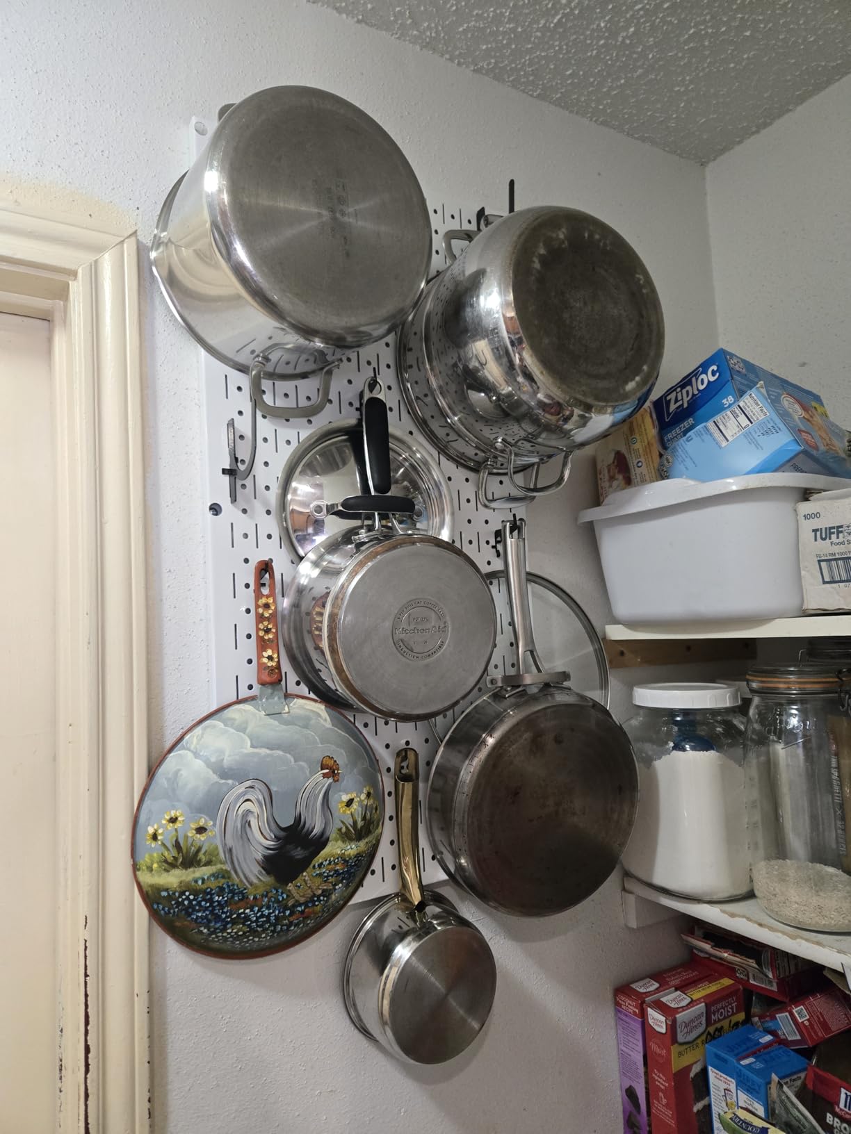 Wall Control Kitchen Pegboard Organizer Pots and Pans Storage Rack Organization Kit with White Pegboard and White Accessories customer photo 2