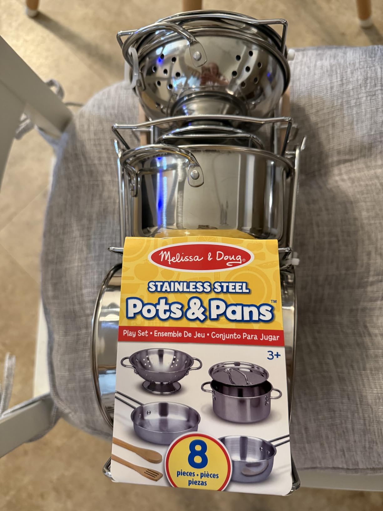 Melissa & Doug Stainless Steel Pots & Pans, 8 Piece Play Kitchen Set, Premium Play Kitchen Accessories & Cooking Utensils, Preschool Toys for Kids 3+ customer photo 2