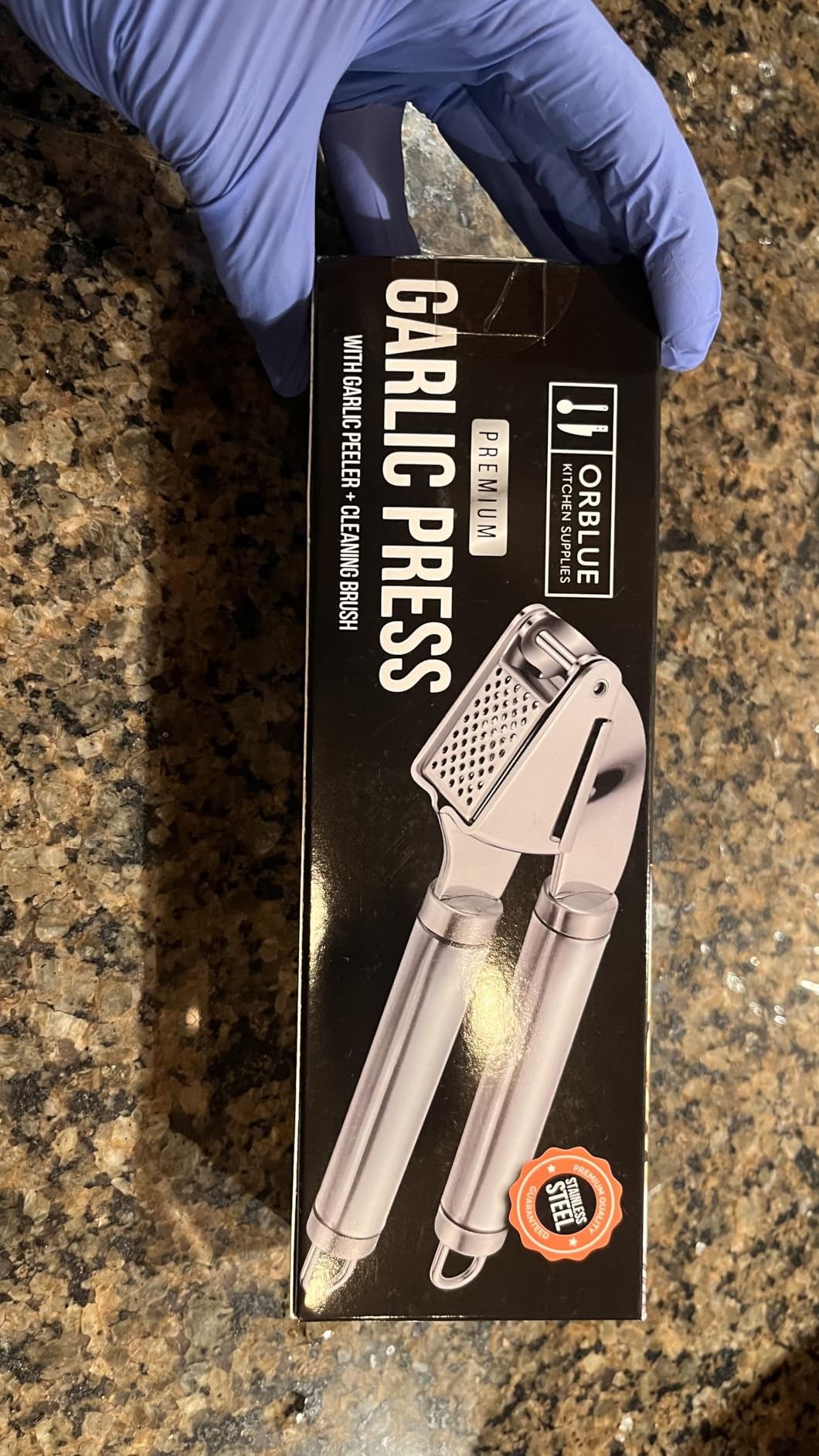 ORBLUE Garlic Press Stainless Steel - Premium Professional Grade Garlic Mincer, Crusher & Peeler Set - Easy Clean, Dishwasher Safe & Rust-proof customer photo 2