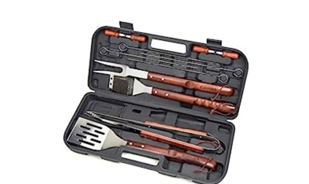 Cuisinart 13-Piece Wooden Handle Grill Tools Set, Grill Utensils Set BBQ Accessories, Durable Stainless Steel Spatula, Tongs, Cleaning Brush & More, Compact Case, Grilling Gifts for Men, CGS-W13 customer photo 2