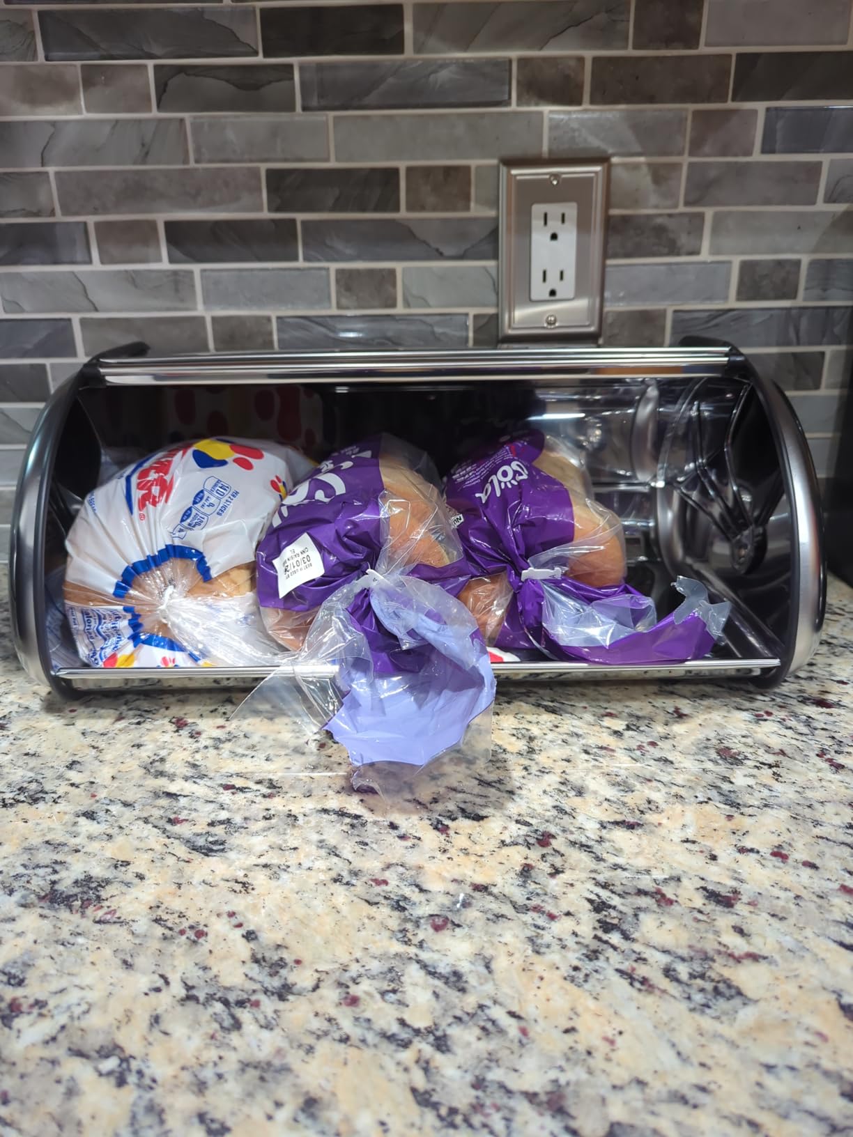 HOME IT Stainless Steel Bread Box for kitchen, bread bin, bread storage Bread holder 16.5x10x8 customer photo 2