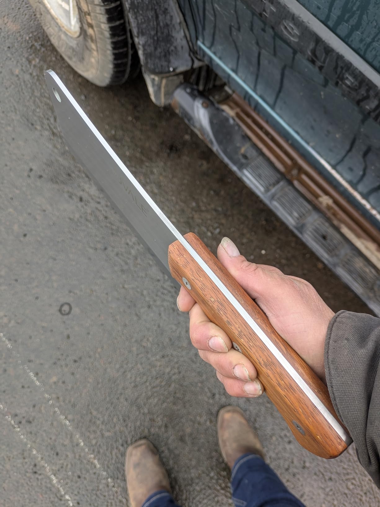 Juvale Meat Cleaver - 8-Inch Stainless Steel Blade, Wood Handle - Heavy-Duty Butcher Knife & Bone Cleaver for Beef Brisket, Meat Cutting & Chopping - Chopping Knife customer photo 1