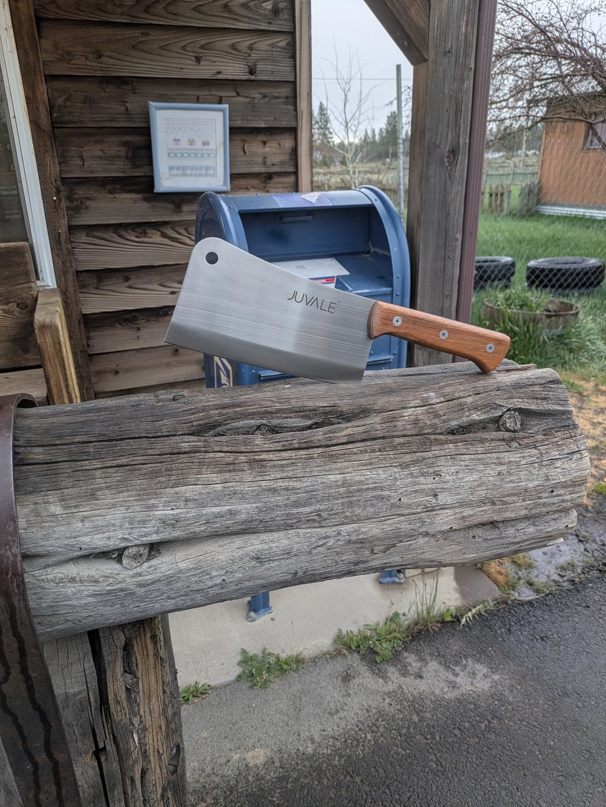 Juvale Meat Cleaver - 8-Inch Stainless Steel Blade, Wood Handle - Heavy-Duty Butcher Knife & Bone Cleaver for Beef Brisket, Meat Cutting & Chopping - Chopping Knife customer photo 2