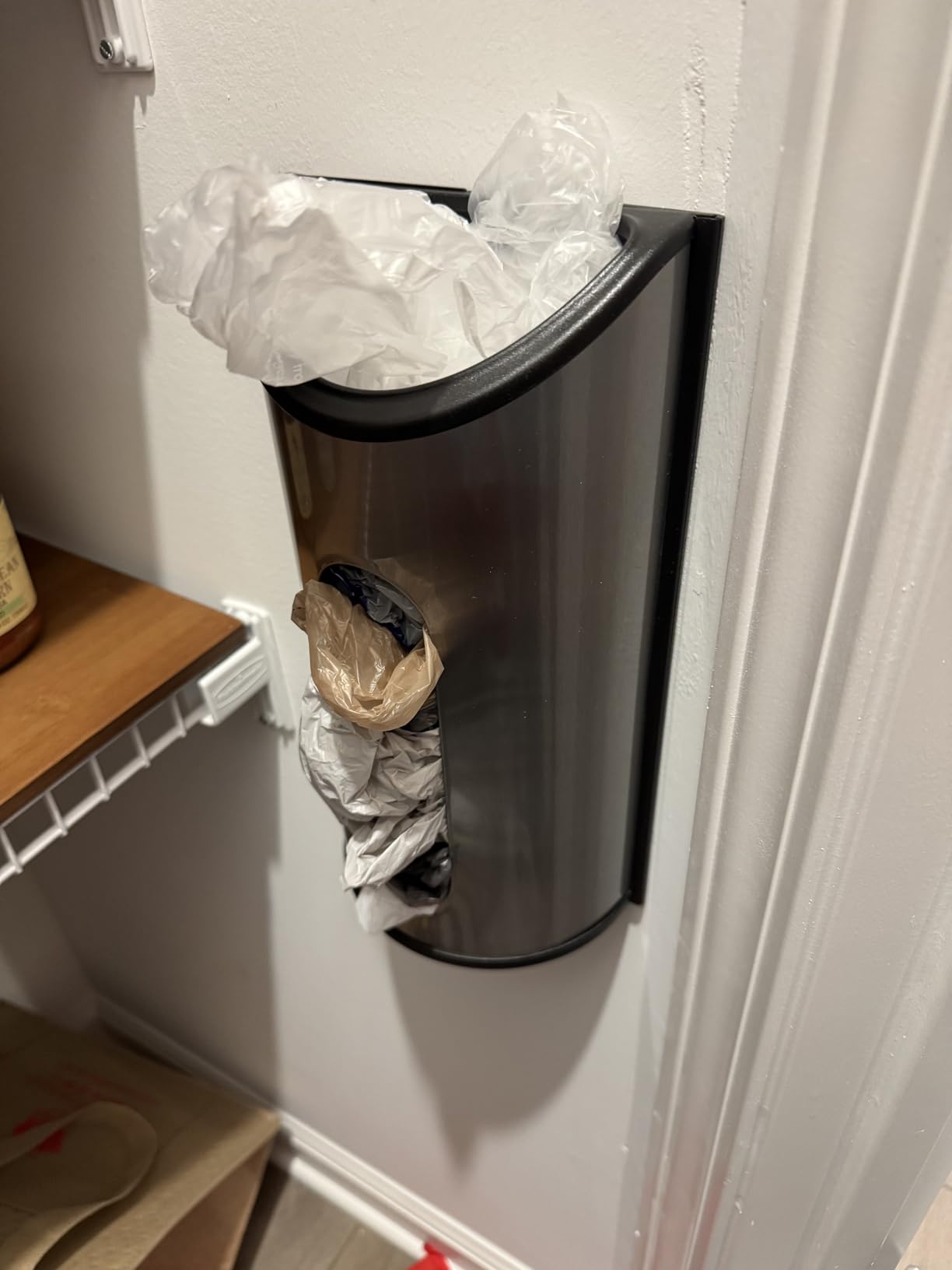 Honey-Can-Do Stainless Steel Plastic Bag Saver & Trash Bag Dispenser, Wall-Mounted Plastic Bag Organizer for Kitchen, Pantry, Garage, Durable Stainless Steel Storage for Grocery Bags and Space-Saving customer photo 1