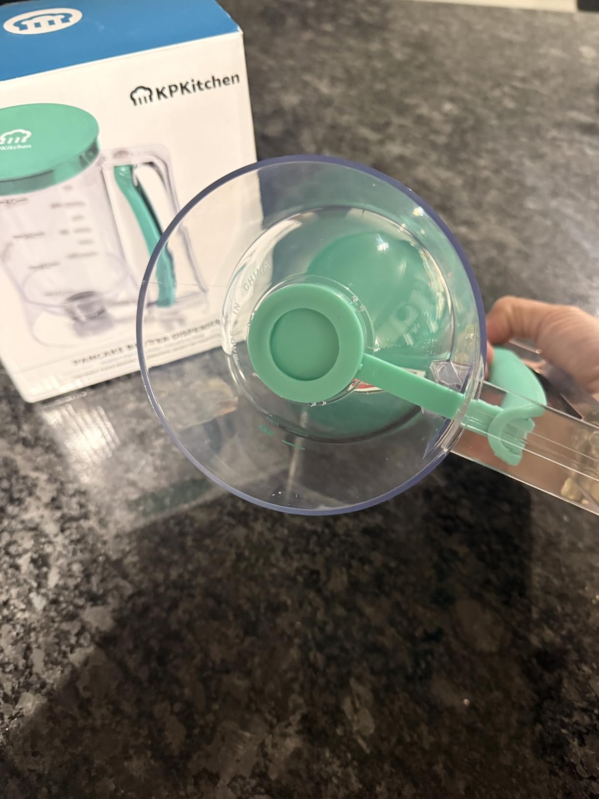 KPKitchen Pancake Batter Dispenser - Kitchen Must Have Tool for Perfect Pancakes, Cupcake, Waffle, Muffin Mix, Cake & Crepe - Baking Supplies for Griddle - Pancake Maker with Measuring Label (Purple) customer photo 2