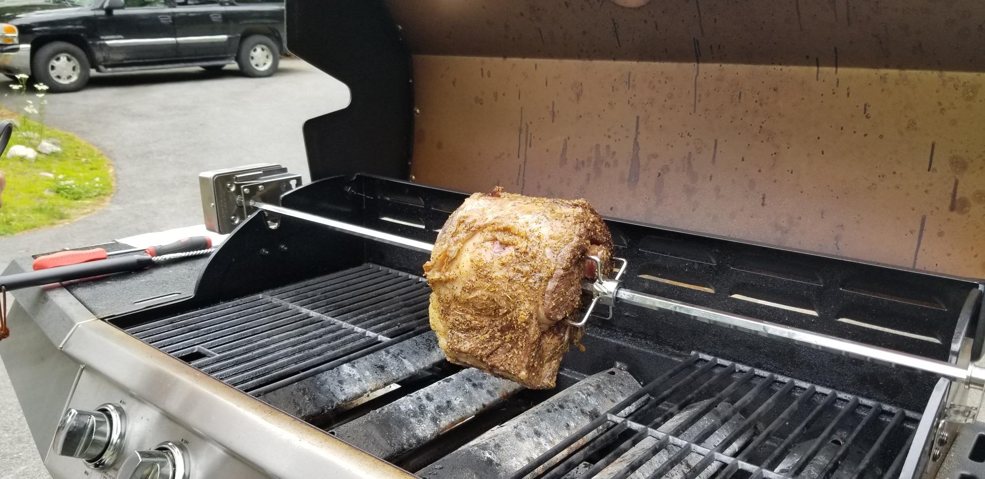 onlyfire Universal BBQ Grill Rotisserie Kit with 110V Electric Motor for Gas Grills - 45