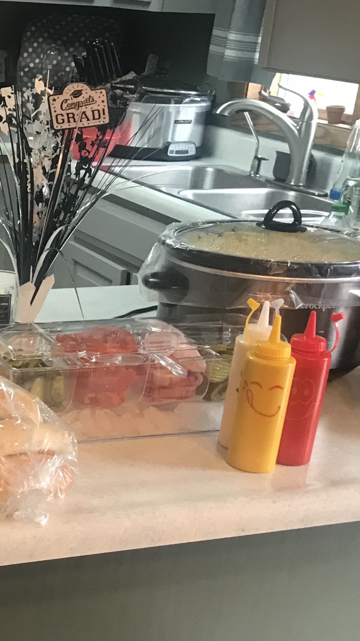 New Star Foodservice Condiment Squeeze Bottle Set, 12 Oz, Plastic, Smiley Face Design + Caps, Red, Yellow and Clear, 3-Pack customer photo 1