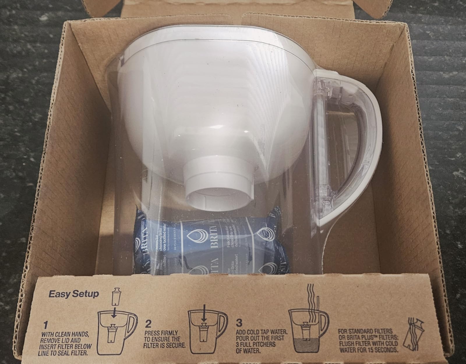 Brita Large Water Filter Pitcher for Tap and Drinking Water, Includes 1 Standard Filter, BPA-Free, Lasts Two Months, 10-Cup Capacity, Bright White customer photo 2