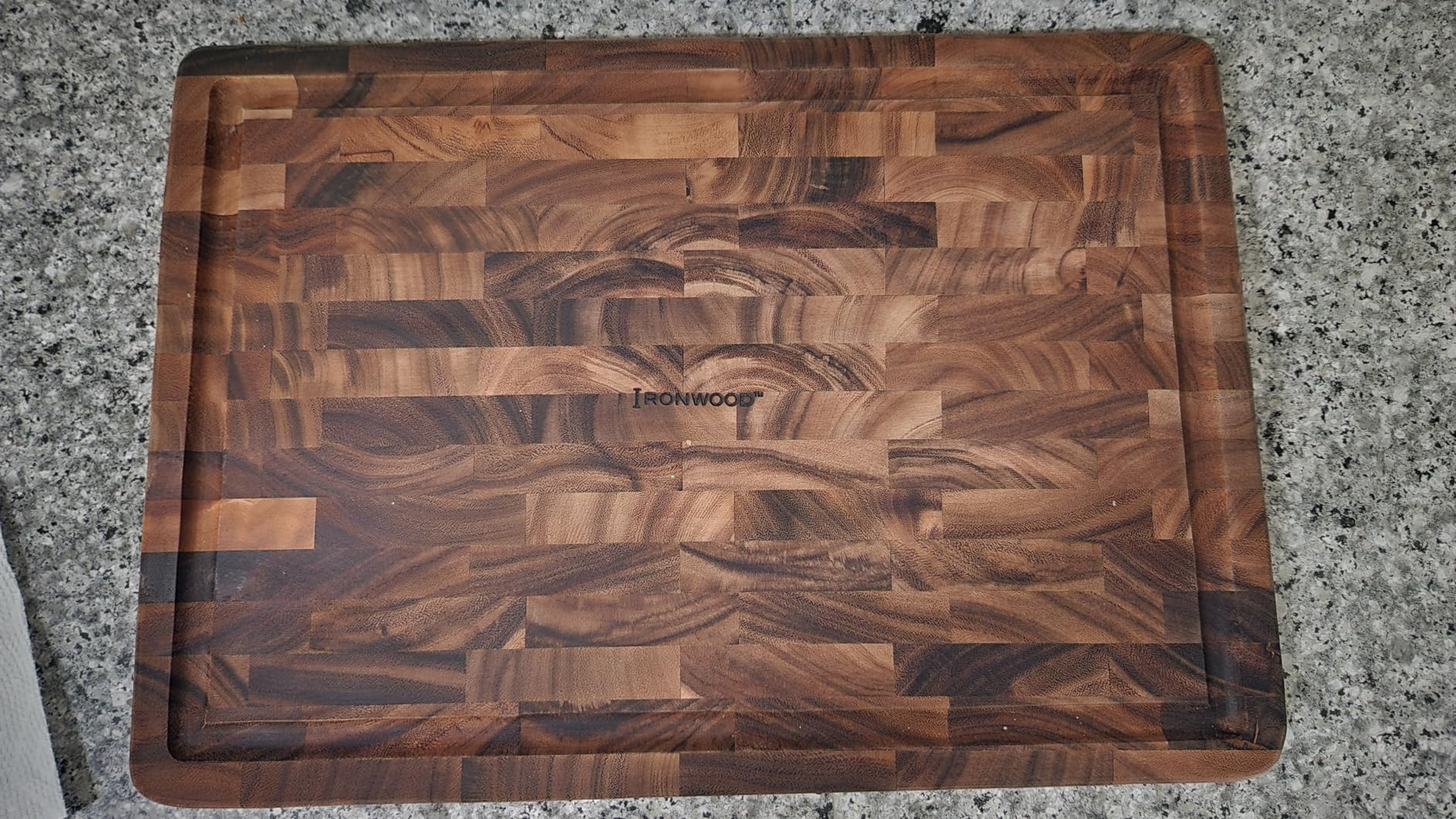 Ironwood Gourmet Charleston End Grain Board with Channel, Acacia Wood Brown 20 x 14 Inches customer photo 1