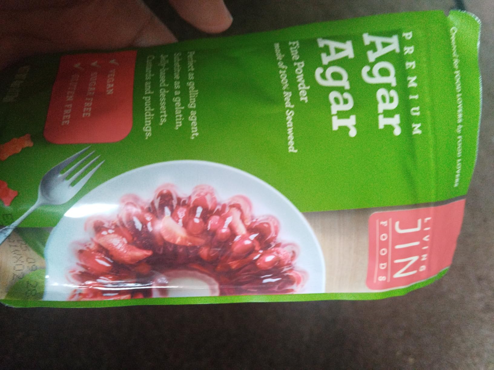 LIVING JIN Agar Agar Powder, 4 oz. Kosher, Plant-Based Gelatin Powder, Vegan Agar Agar, Vegan Jello, Sugar-Free, 100% Natural Red Algae customer photo 1