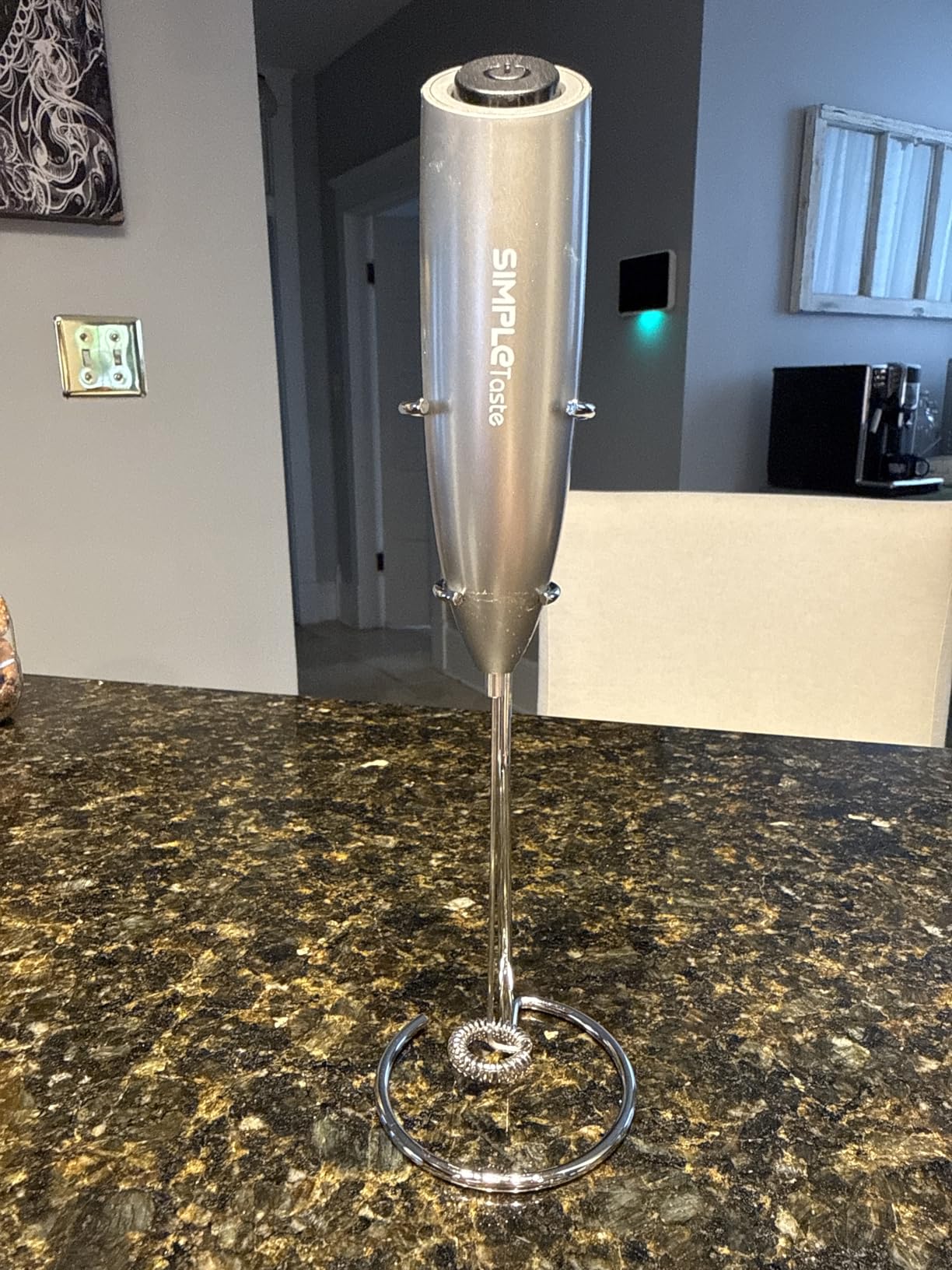 SIMPLETASTE Milk Frother Handheld Electric Foam Maker, Drink Mixer with Stainless Steel Whisk for Cappuccino, Bulletproof Coffee, Latte, Gray, with Stand, Battery Operated customer photo 1