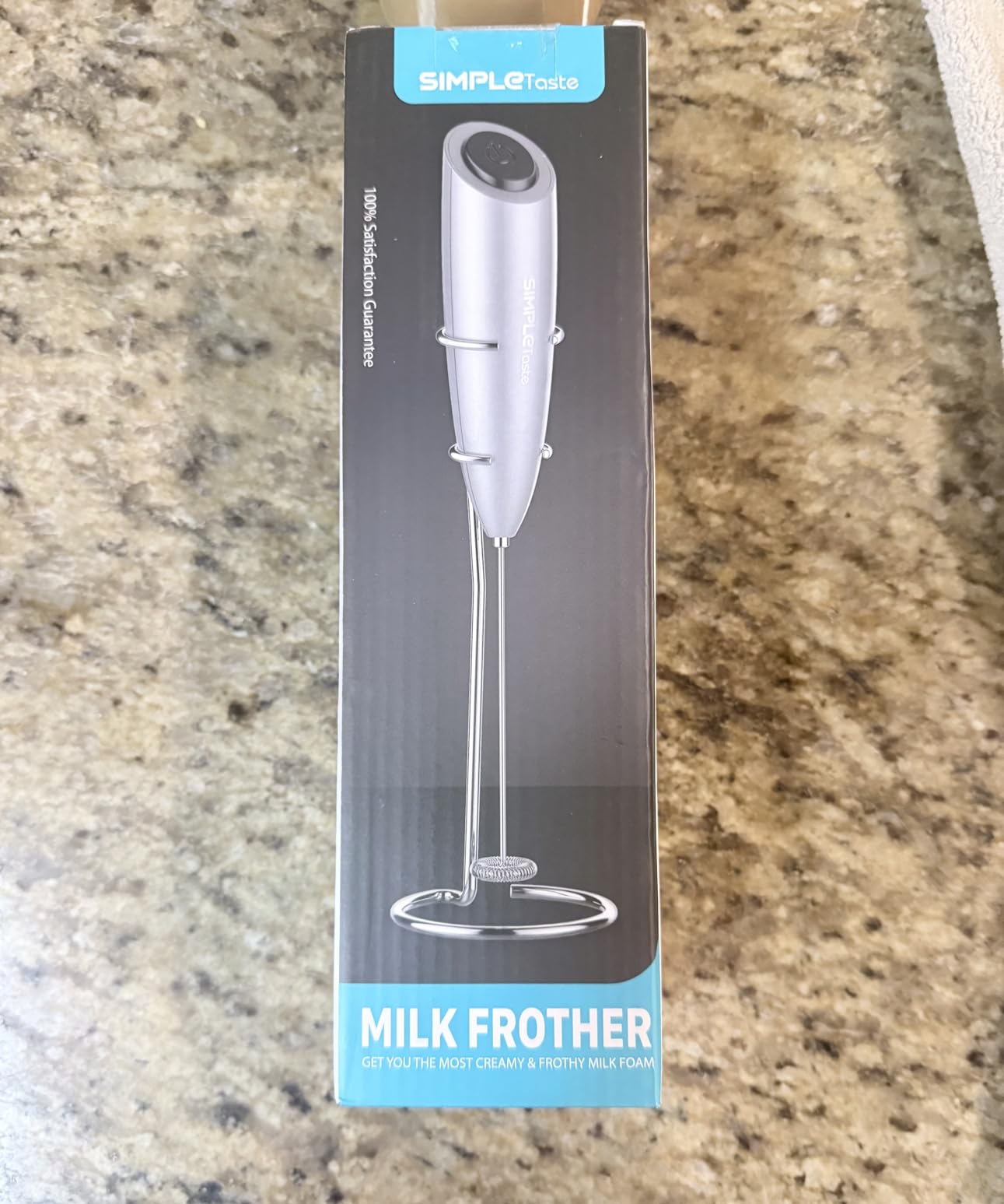 SIMPLETASTE Milk Frother Handheld Electric Foam Maker, Drink Mixer with Stainless Steel Whisk for Cappuccino, Bulletproof Coffee, Latte, Gray, with Stand, Battery Operated customer photo 2