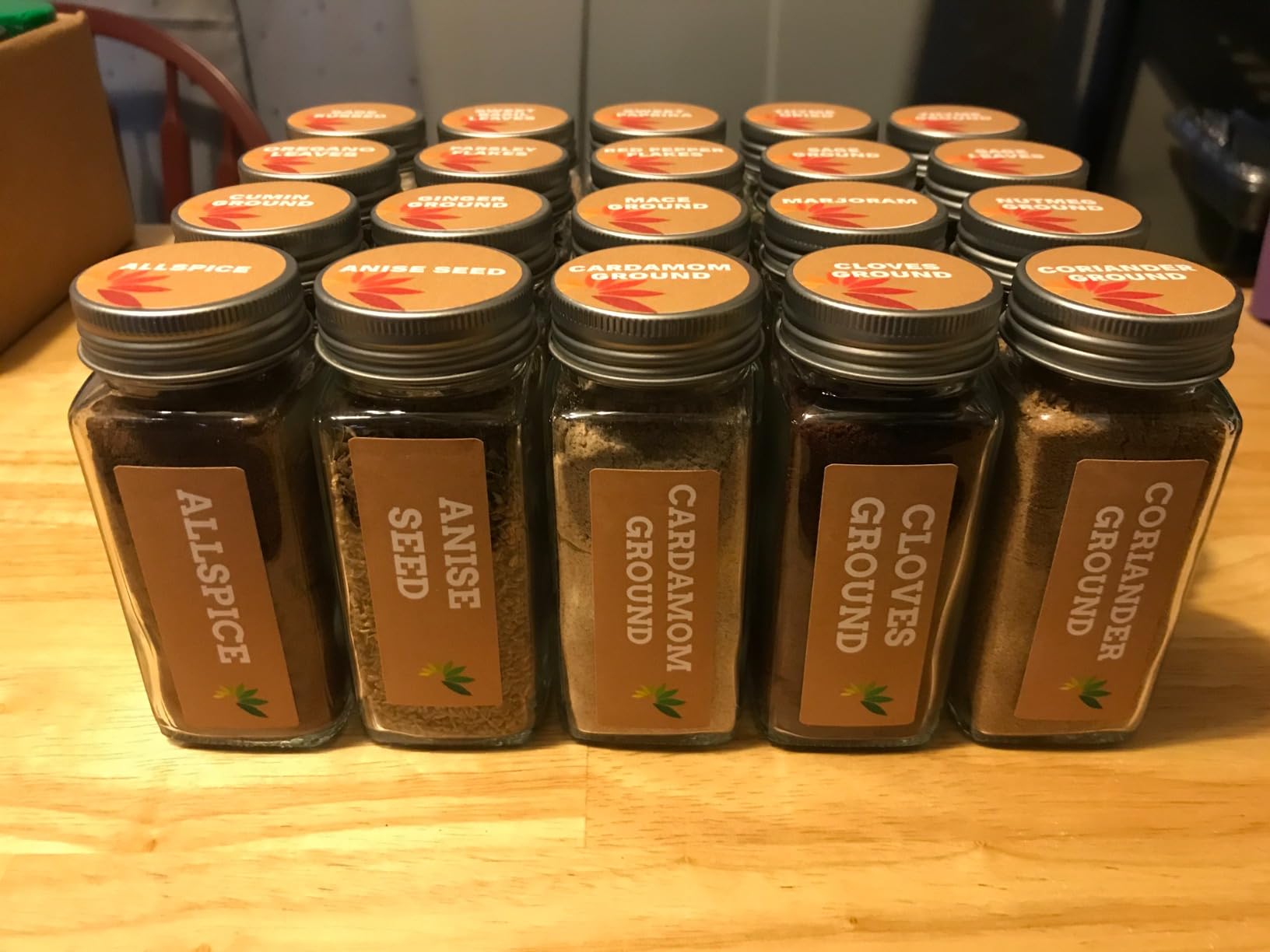 AOZITA 24 Pcs Glass Spice Jars with Labels - 4oz Empty Square Spice Bottles Containers, Condiment Pot, Shaker Lids and Airtight Metal Caps - Silicone Collapsible Funnel customer photo 1