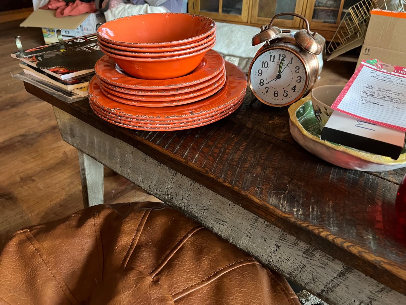 Gianna's Home 12 Piece Rustic Farmhouse Melamine Dinnerware Set, Service for 4 (Gray) customer photo 1