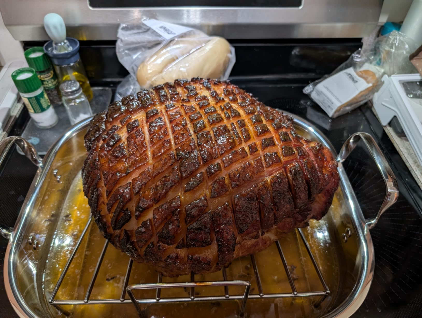 Stainless Steel Roaster Pan with V-Shaped Rack, Inner 16-Inch x 13-Inch, Turkey Roasting Pan customer photo 1