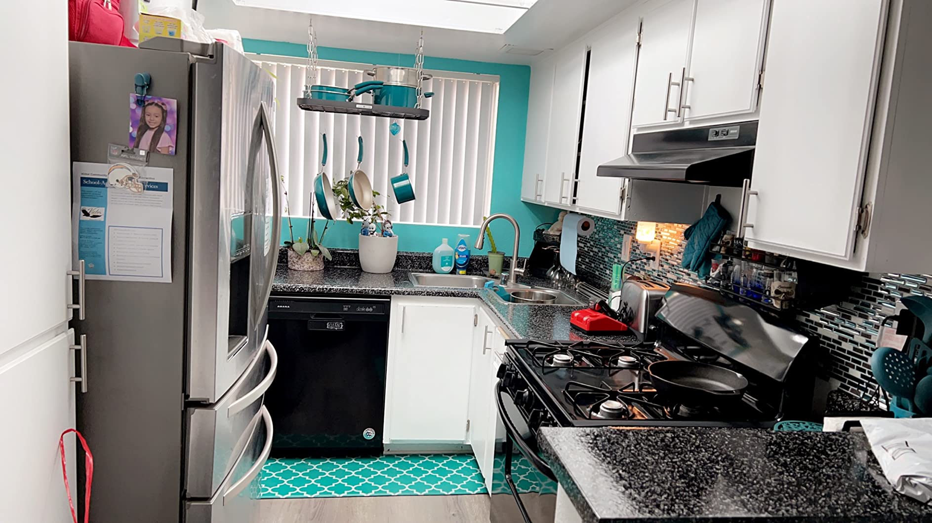 Hanging Pots and Pans Organizer Rack for Ceiling Wall Mount Grid Kitchen Pot Storage Shelves for Utensils, Cookware with 8 S Hooks (24.4 x 11.8 x 1.2 inches)- JACKCUBE DESIGN MK397B customer photo 2