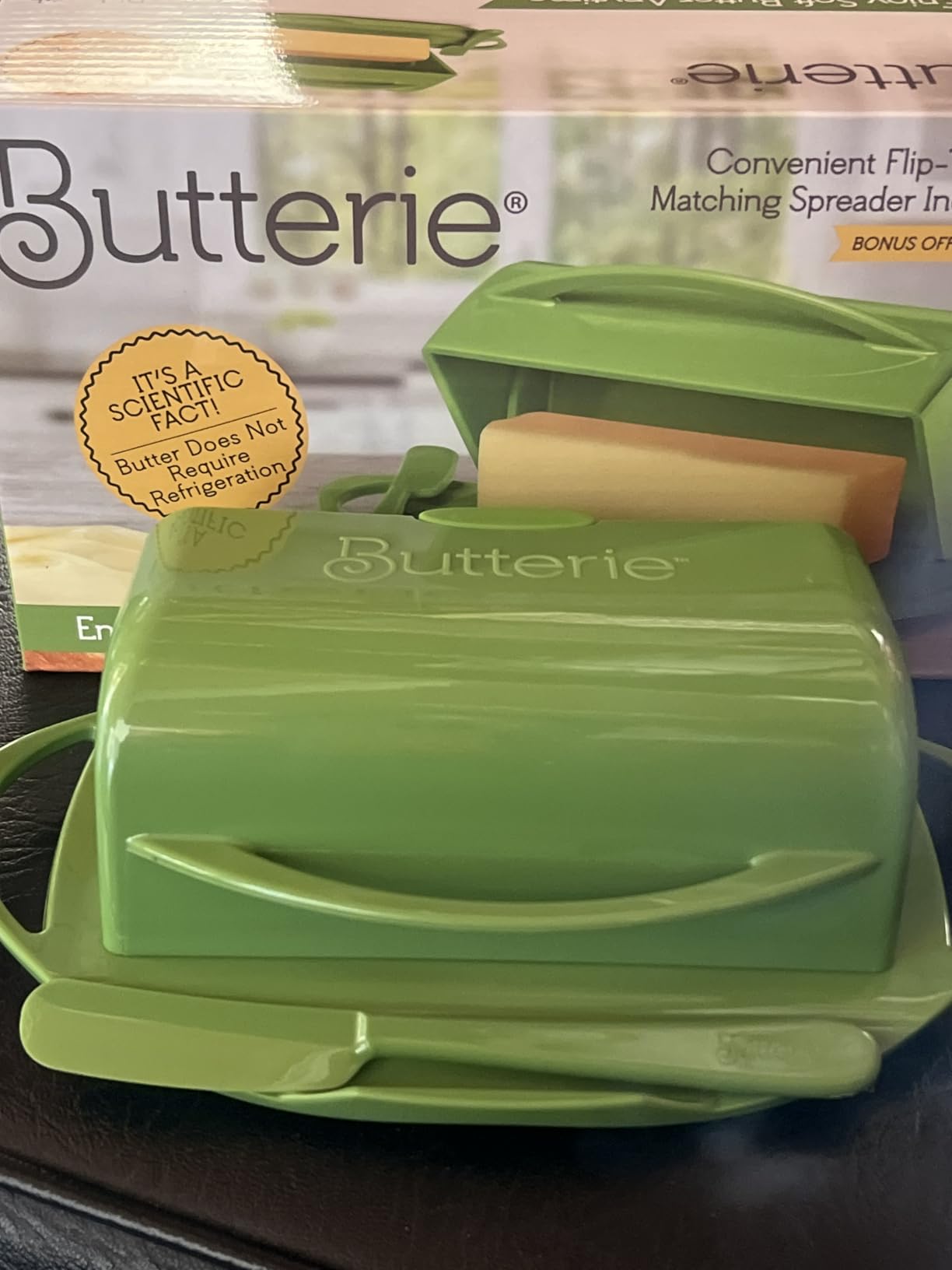Butterie Flip Top Butter Dish with Attached Lid & Matching Knife - Holds 2 Sticks, Fits Kerrygold/European Butter - BPA Free & Dishwasher Safe - White customer photo 1