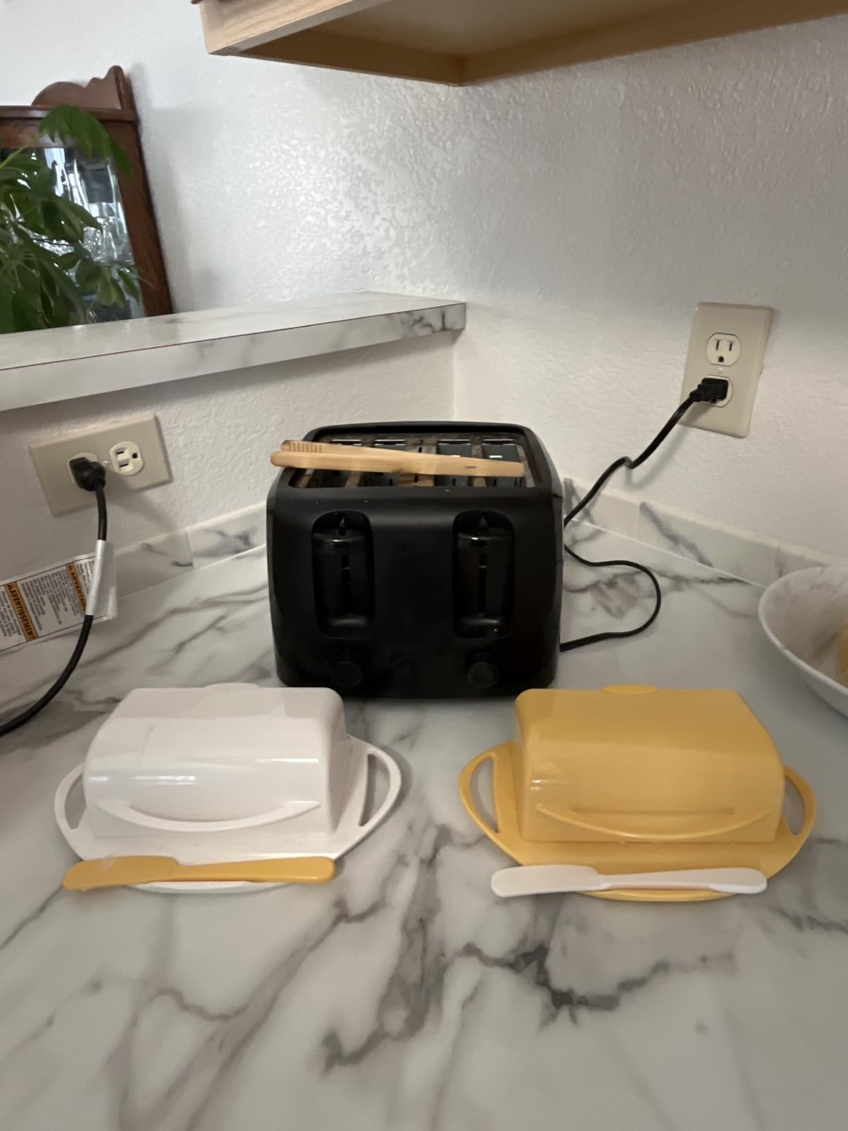 Butterie Flip Top Butter Dish with Attached Lid & Matching Knife - Holds 2 Sticks, Fits Kerrygold/European Butter - BPA Free & Dishwasher Safe - White customer photo 2