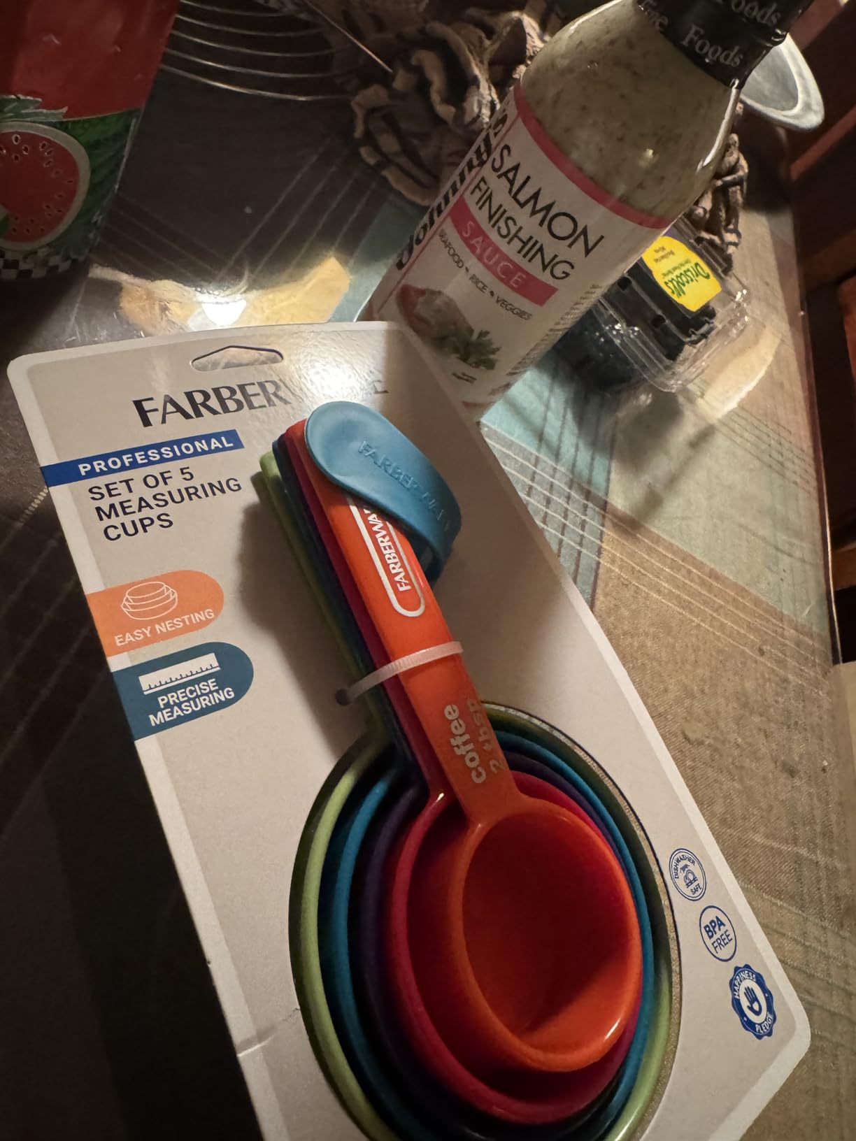 Farberware Kitchen Basics Measuring Set Colorful Nesting Stackable Cups & Spoons with Ring Organizer, Easy-Read Markings for Cooking & Baking, Durable Plastic Kitchen Tools (Primary) customer photo 1