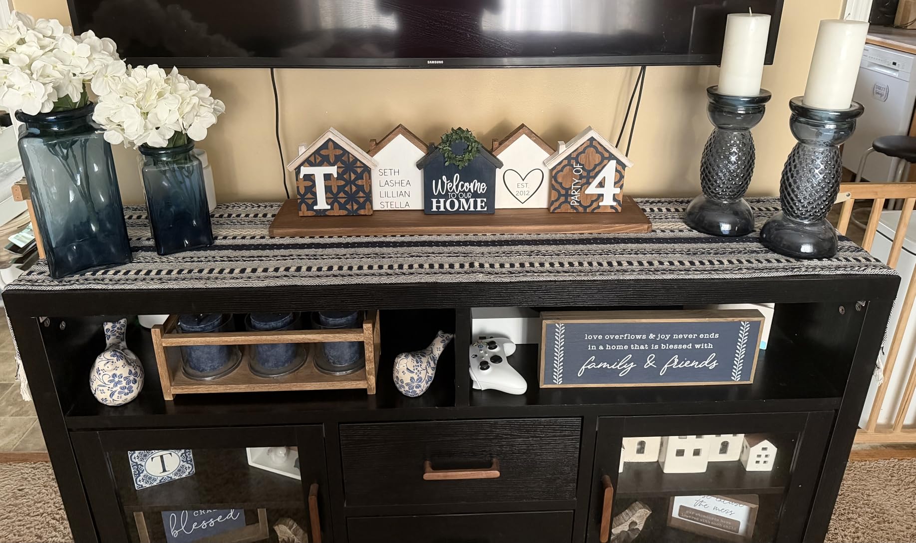 DII Farmhouse Braided Stripe Table Runner Collection, 15x72 (15x77, Fringe Included), Stone customer photo 2